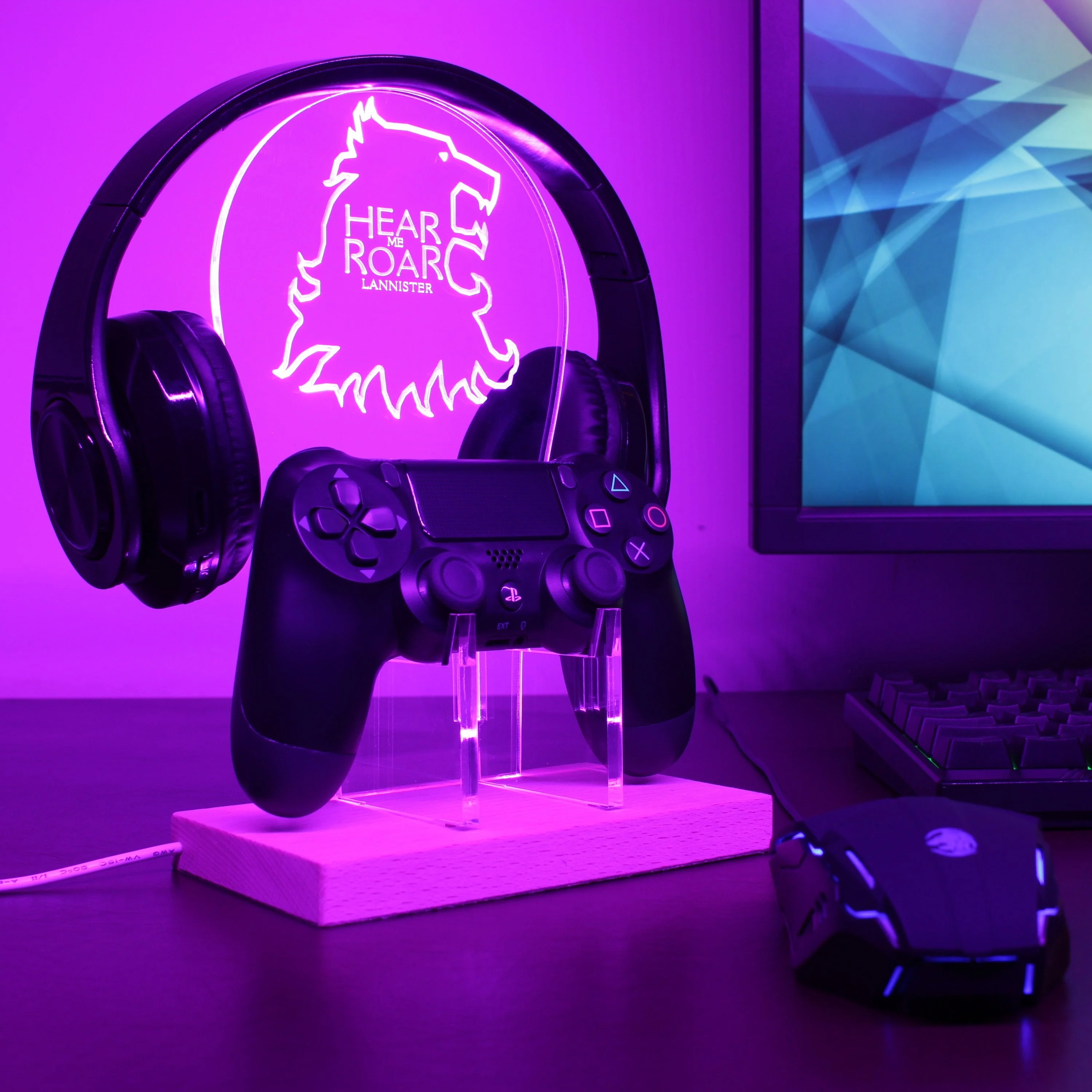 House Lannister Game of Thrones LED Gaming Headset Controller Stand | Gamer Gift Idea - Image 3