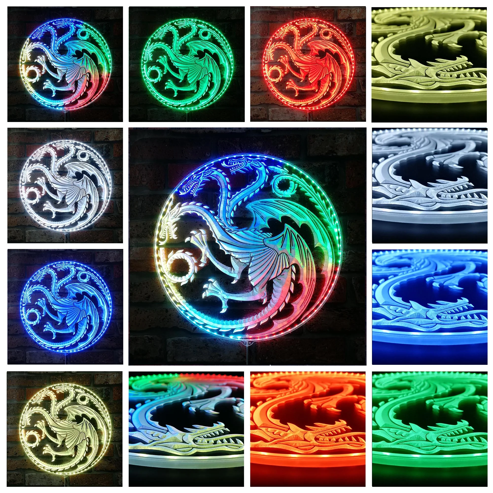 House of The Dragon Targaryen Logo RGB Edge Lit LED Sign - Image 3