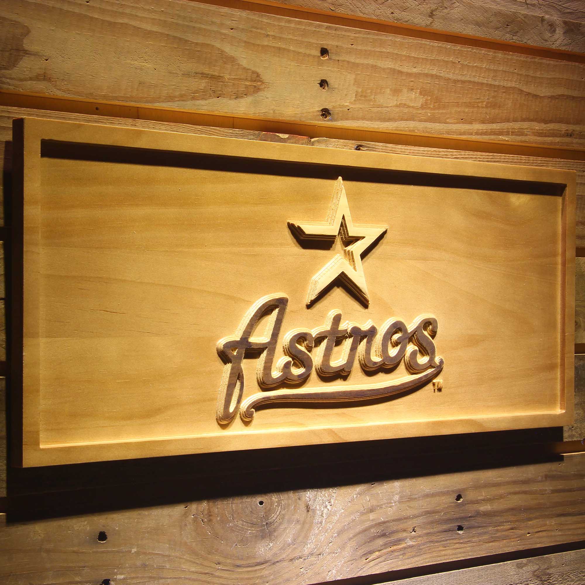 Houston Astros 3D Solid Wooden Craving Sign - Image 2