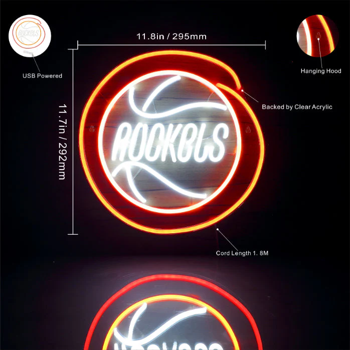 Houston Rockets Handmade Neon Flex LED Sign - Image 2