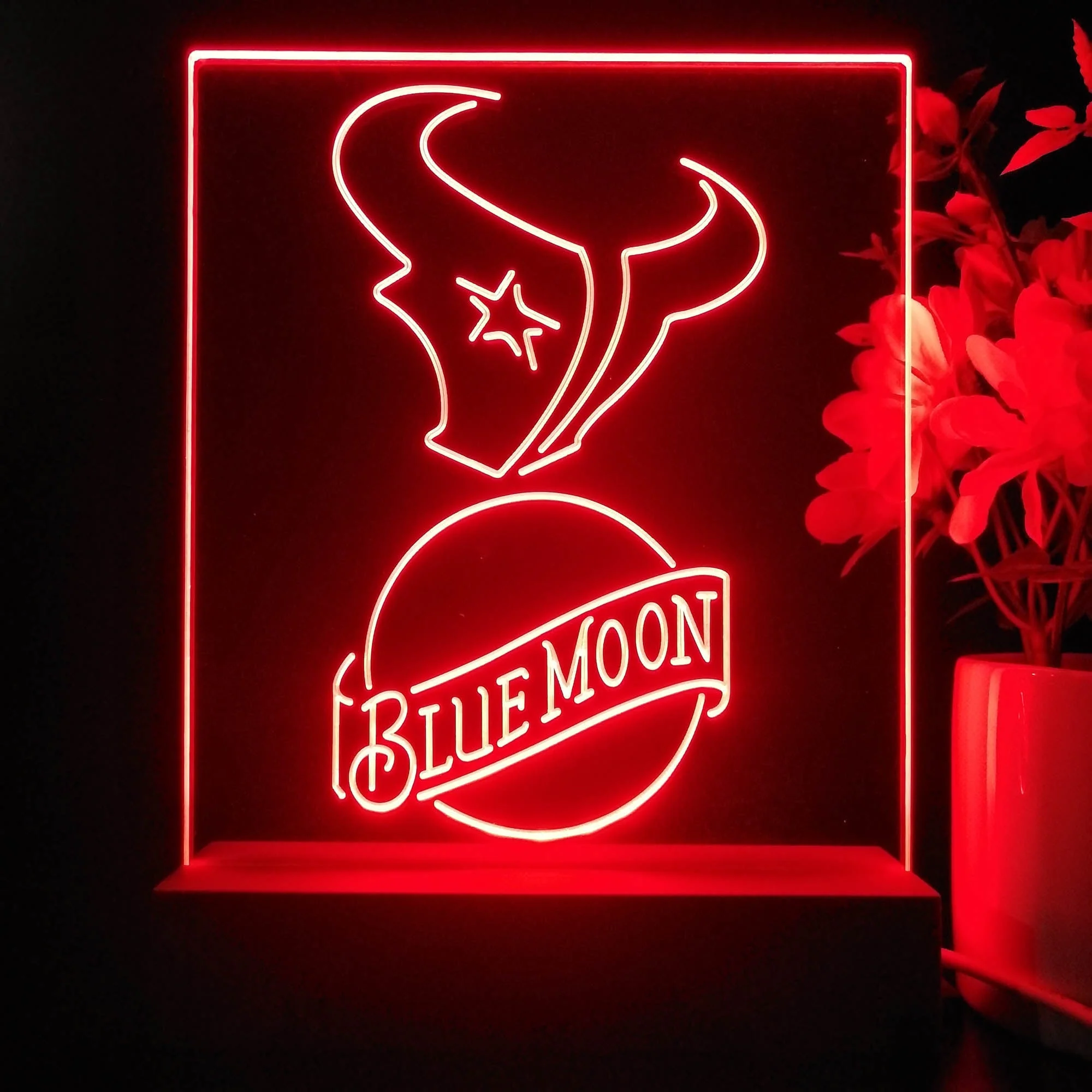 Houston Texans Blue Moon Neon Sign Pub Bar Lamp