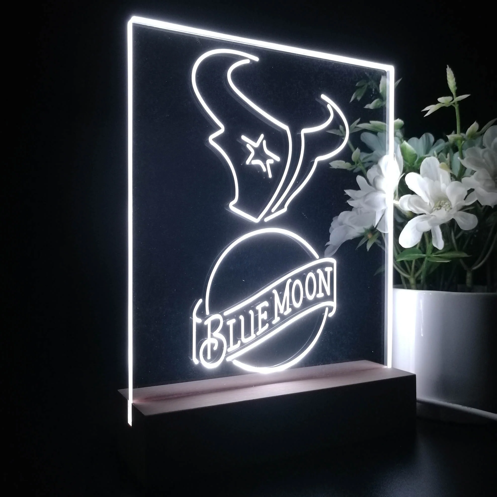 Houston Texans Blue Moon Neon Sign Pub Bar Lamp - Image 5