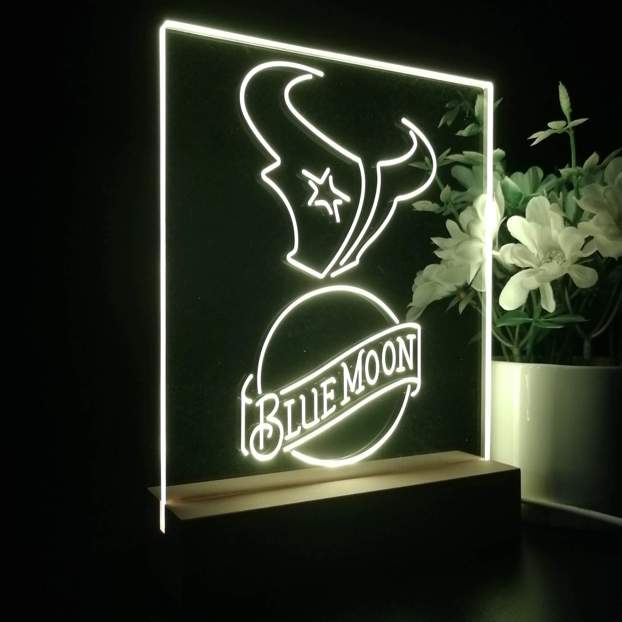 Houston Texans Blue Moon Neon Sign Pub Bar Lamp - Image 6