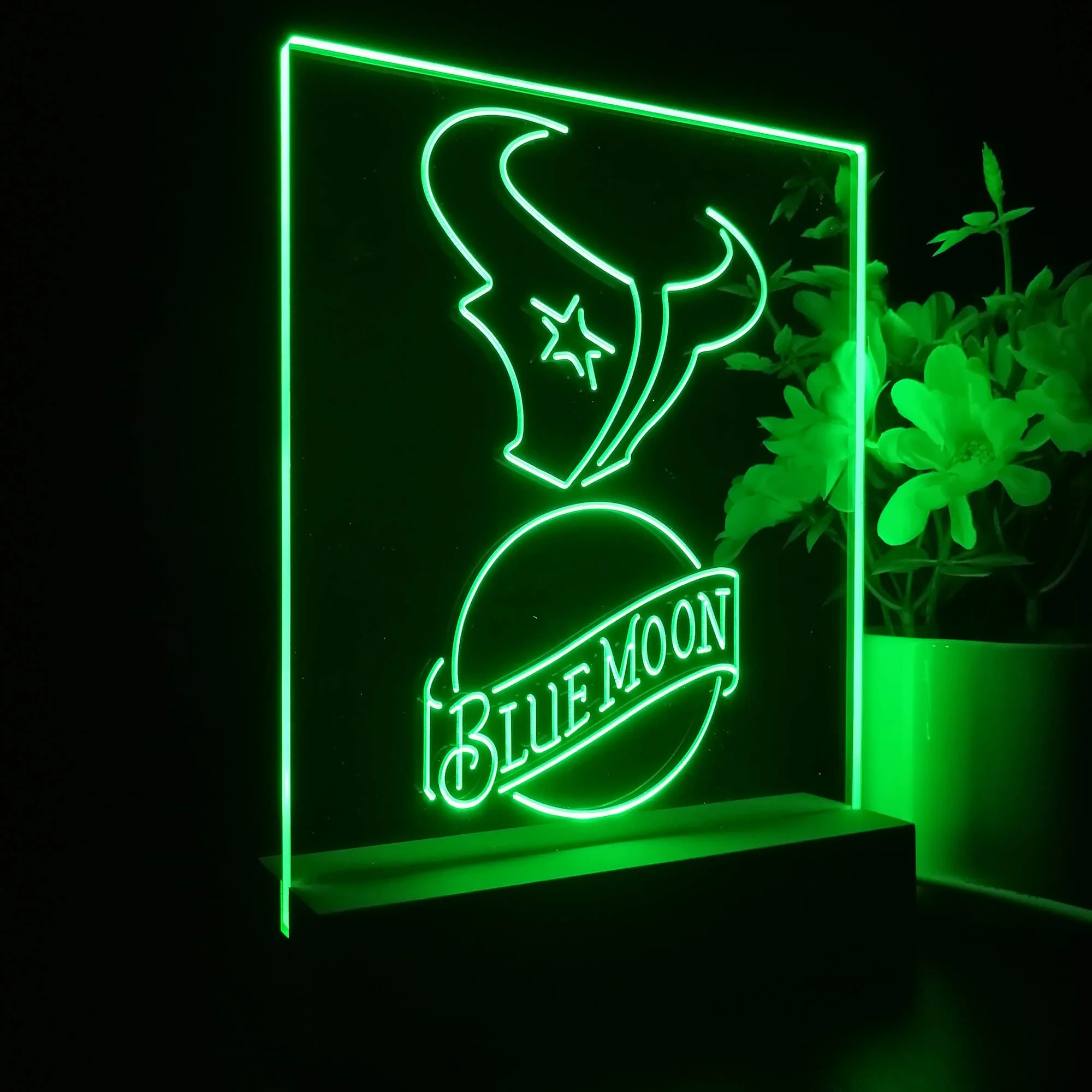 Houston Texans Blue Moon Neon Sign Pub Bar Lamp - Image 7