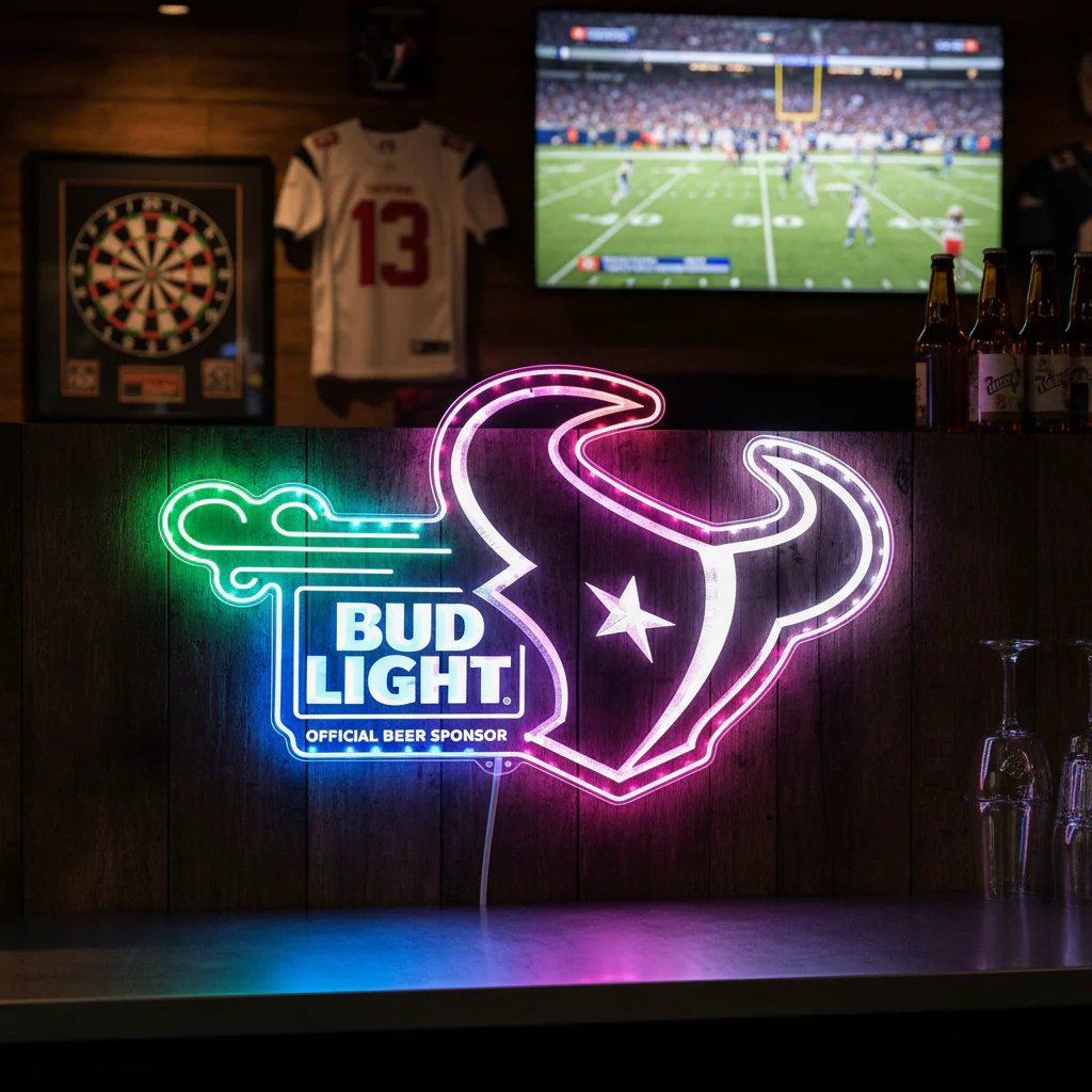 Houston Texans bud light Neon LED Sign with Dynamic RGB Colors - Image 8