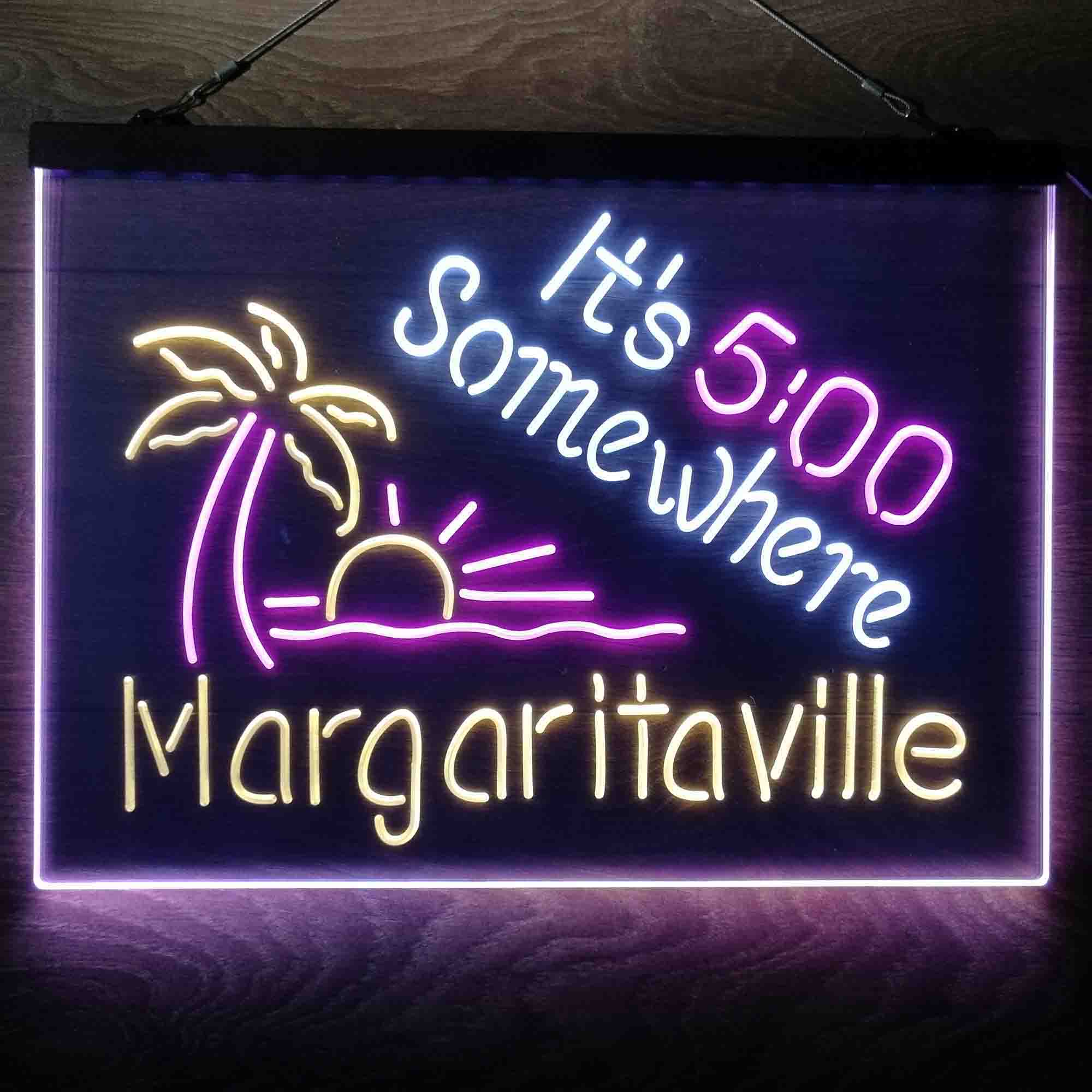It's 500 Somewhere Margaritaville Home Bar Neon Light LED Sign - Image 23