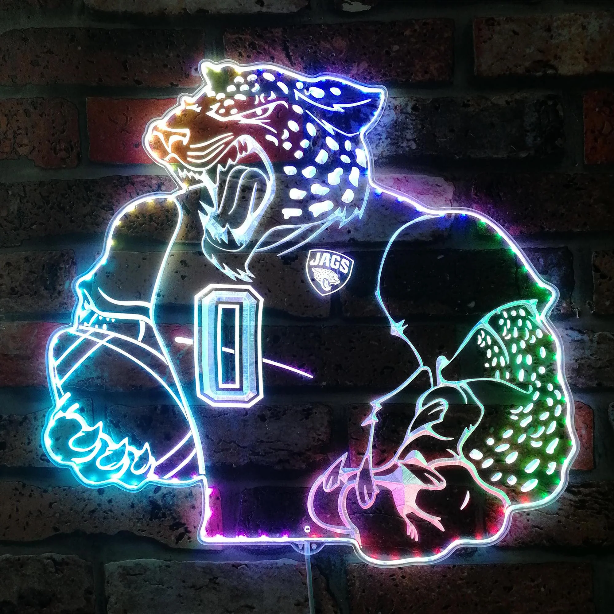 Jacksonville Jaguars NFL Neon LED Sign with Dynamic RGB Colors