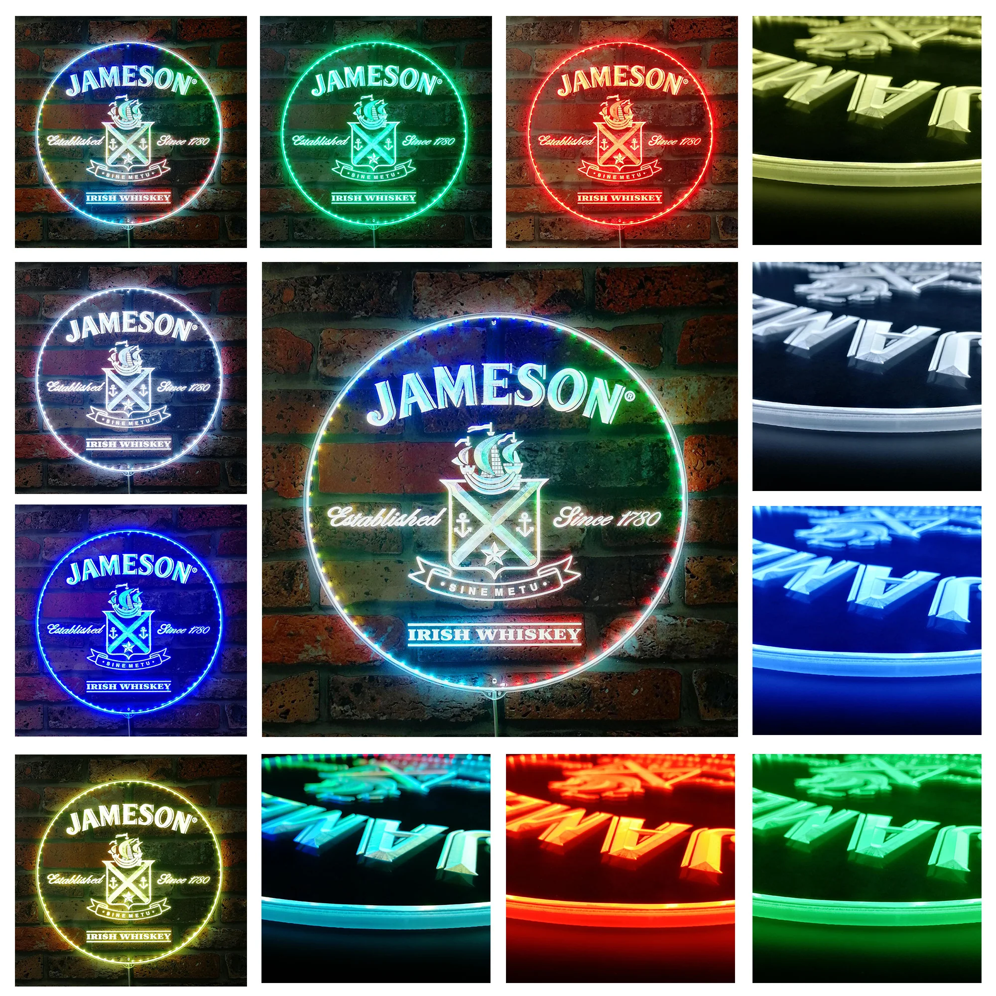 Jameson Irish Whisky Neon Neon LED Sign with Dynamic RGB Colors - Image 2