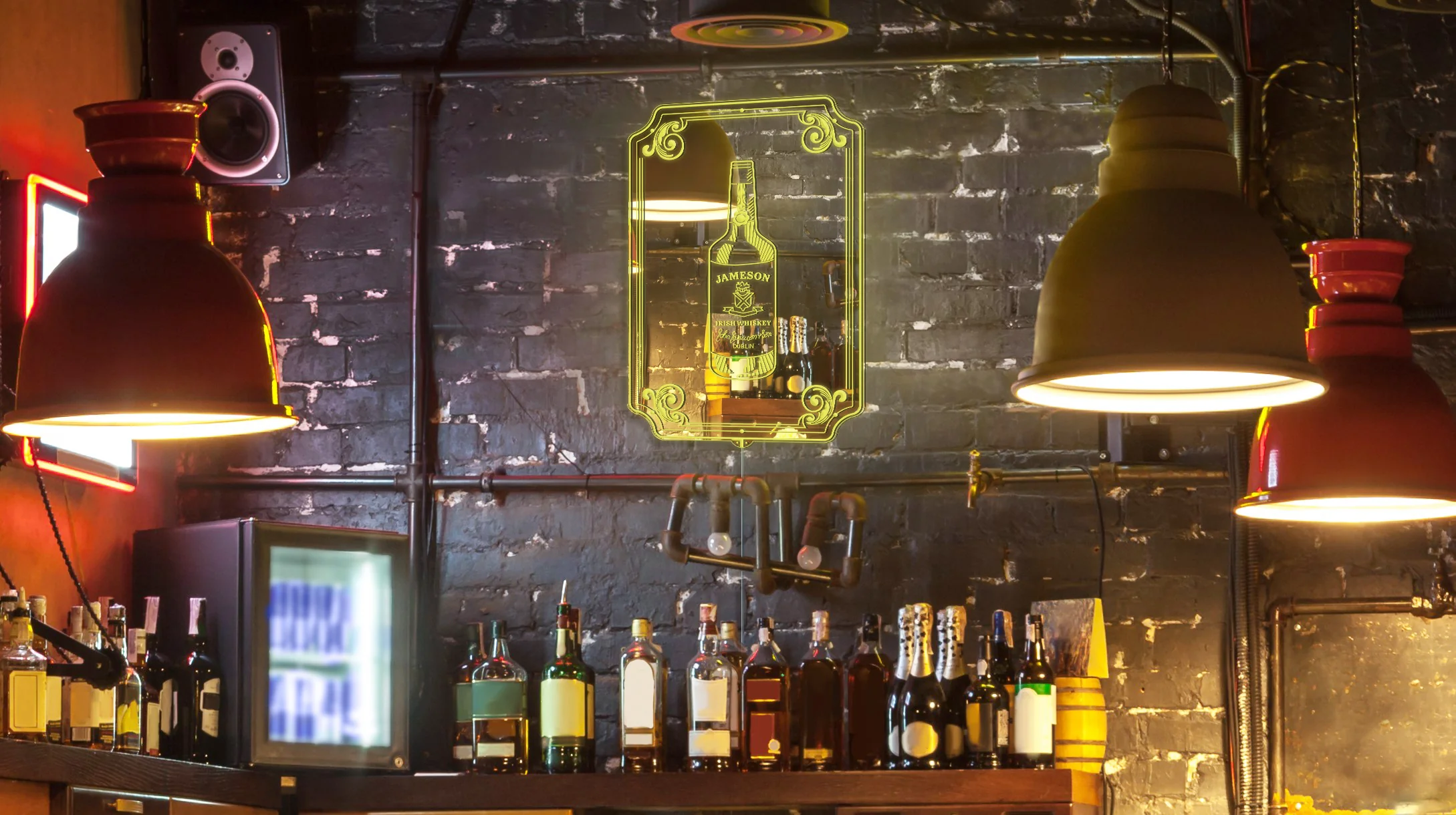 Jameson Irish Whiskey RGB LED Neon Sign with Elegant Mirror Backing - Image 5