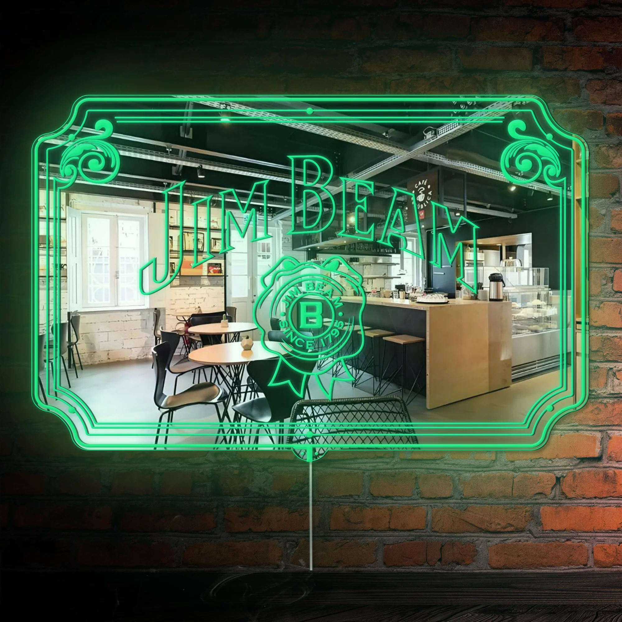 Jim Beam RGB LED Neon Sign with Elegant Mirror Backing - Image 3