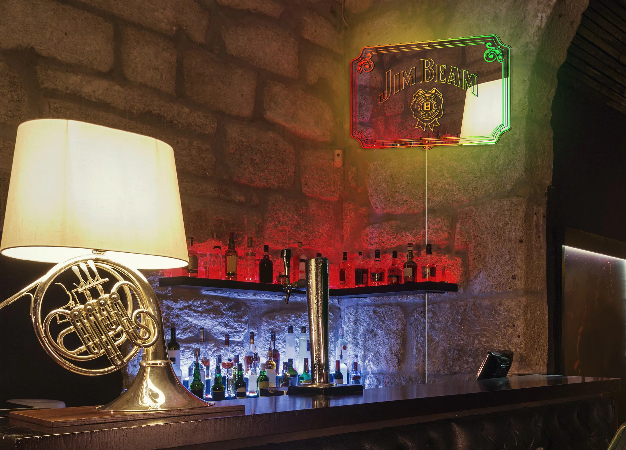Jim Beam RGB LED Neon Sign with Elegant Mirror Backing - Image 7