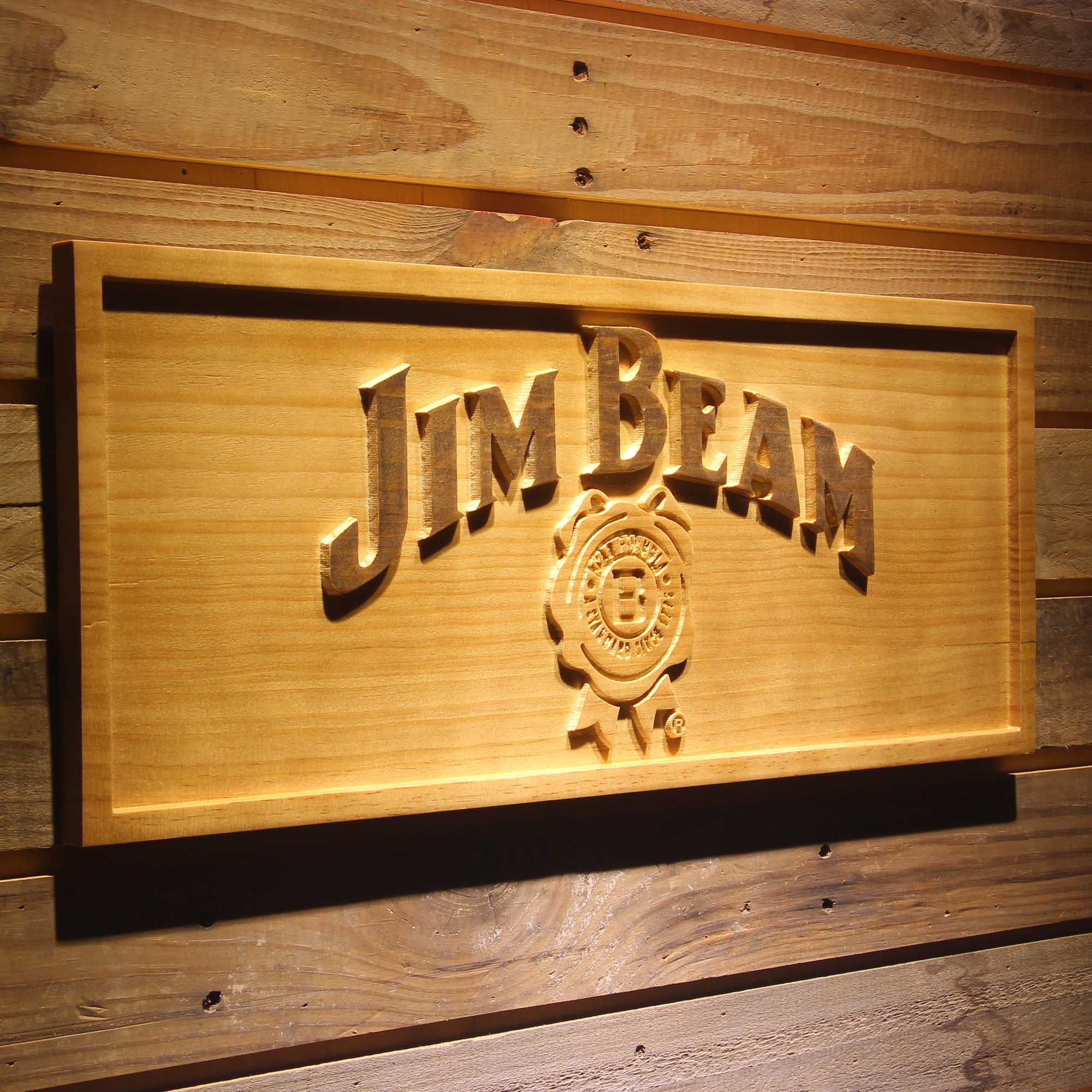 Jim Beam 3D Solid Wooden Craving Sign - Image 2