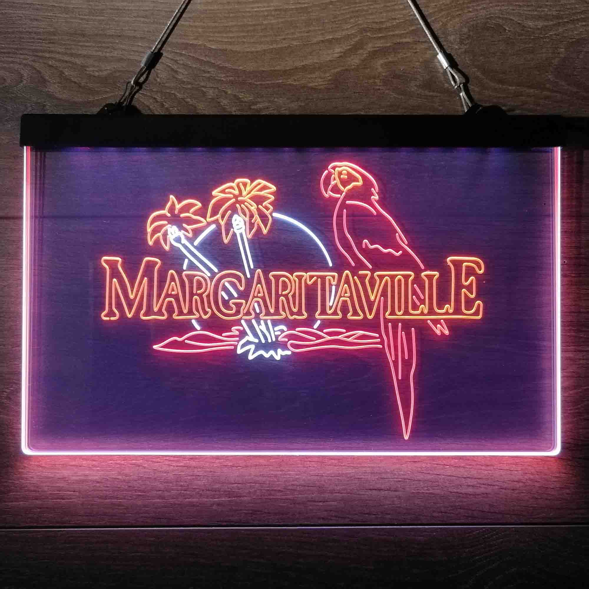 Jimmy Buffett's Margaritaville Parrot  Neon 3-Color LED Sign