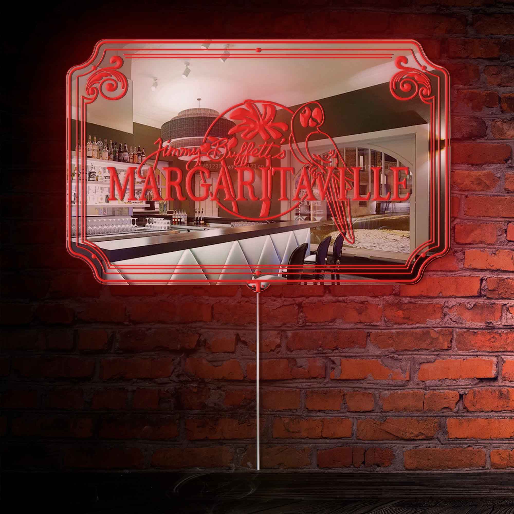 Jimmy Buffett's Margaritaville RGB LED Neon Sign with Elegant Mirror Backing - Perfect for Bars & Home Decor - Image 2