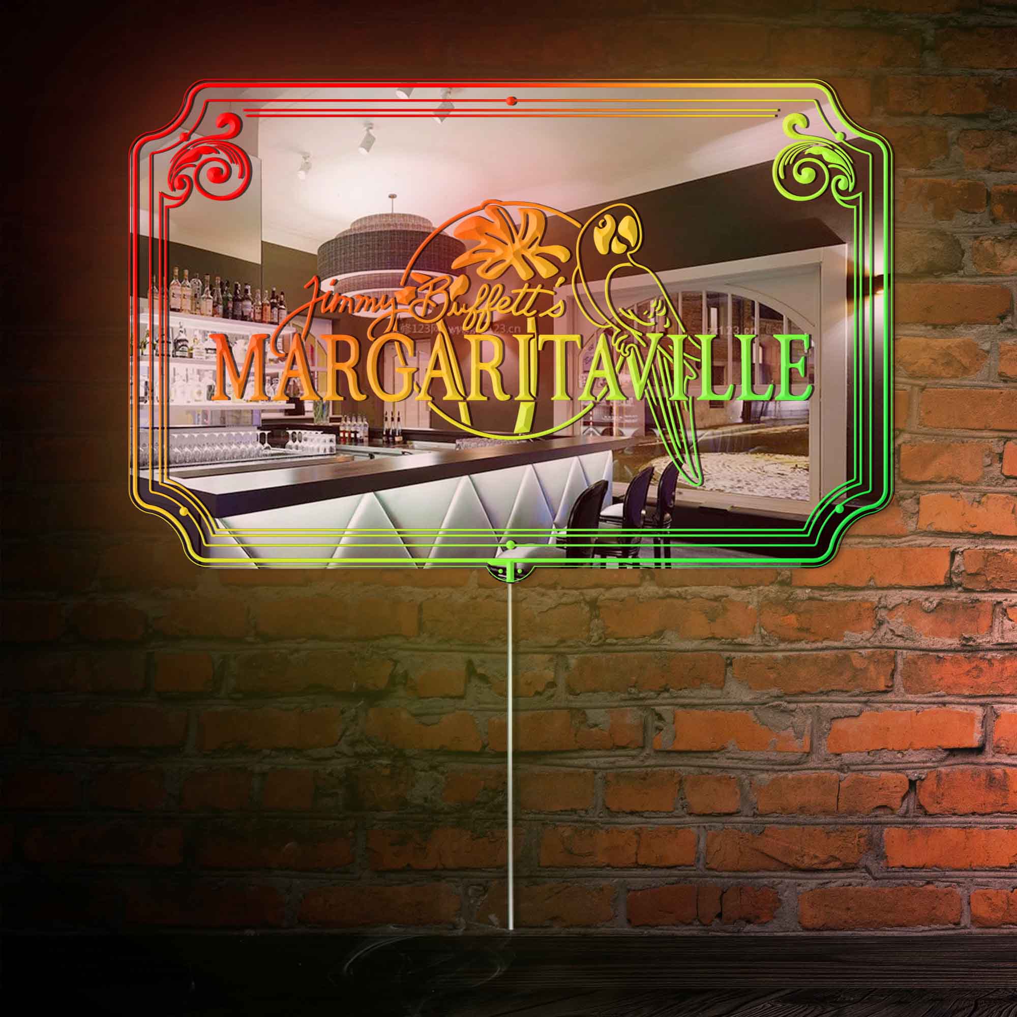 Jimmy Buffett's Margaritaville RGB LED Neon Sign with Elegant Mirror Backing - Perfect for Bars & Home Decor - Image 4