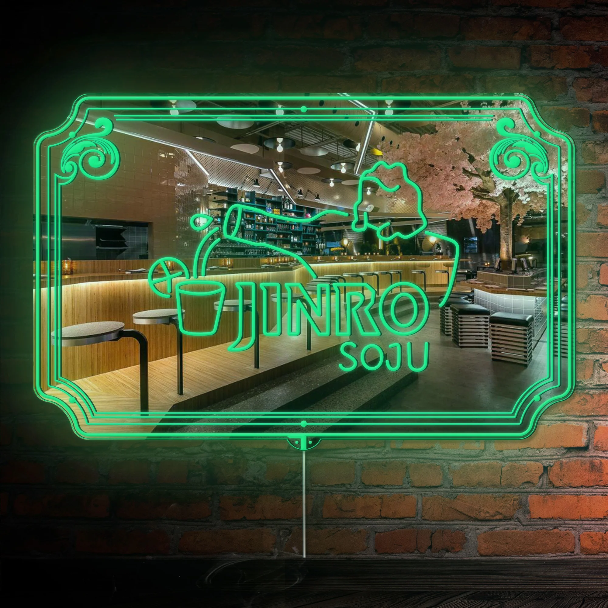 Jinro Soju RGB LED Neon Sign with Elegant Mirror Backing - Image 3
