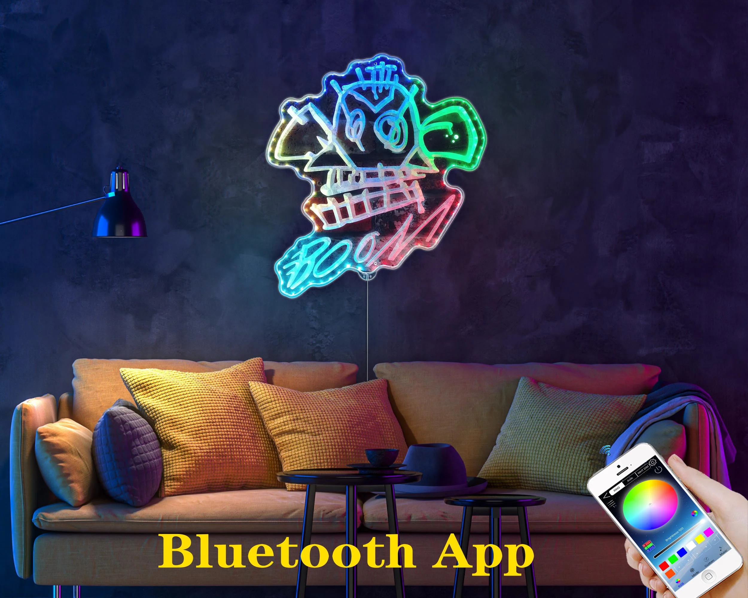 Arcane Jinx Monkey Graffity Neon Neon LED Sign with Dynamic RGB Colors - Image 4