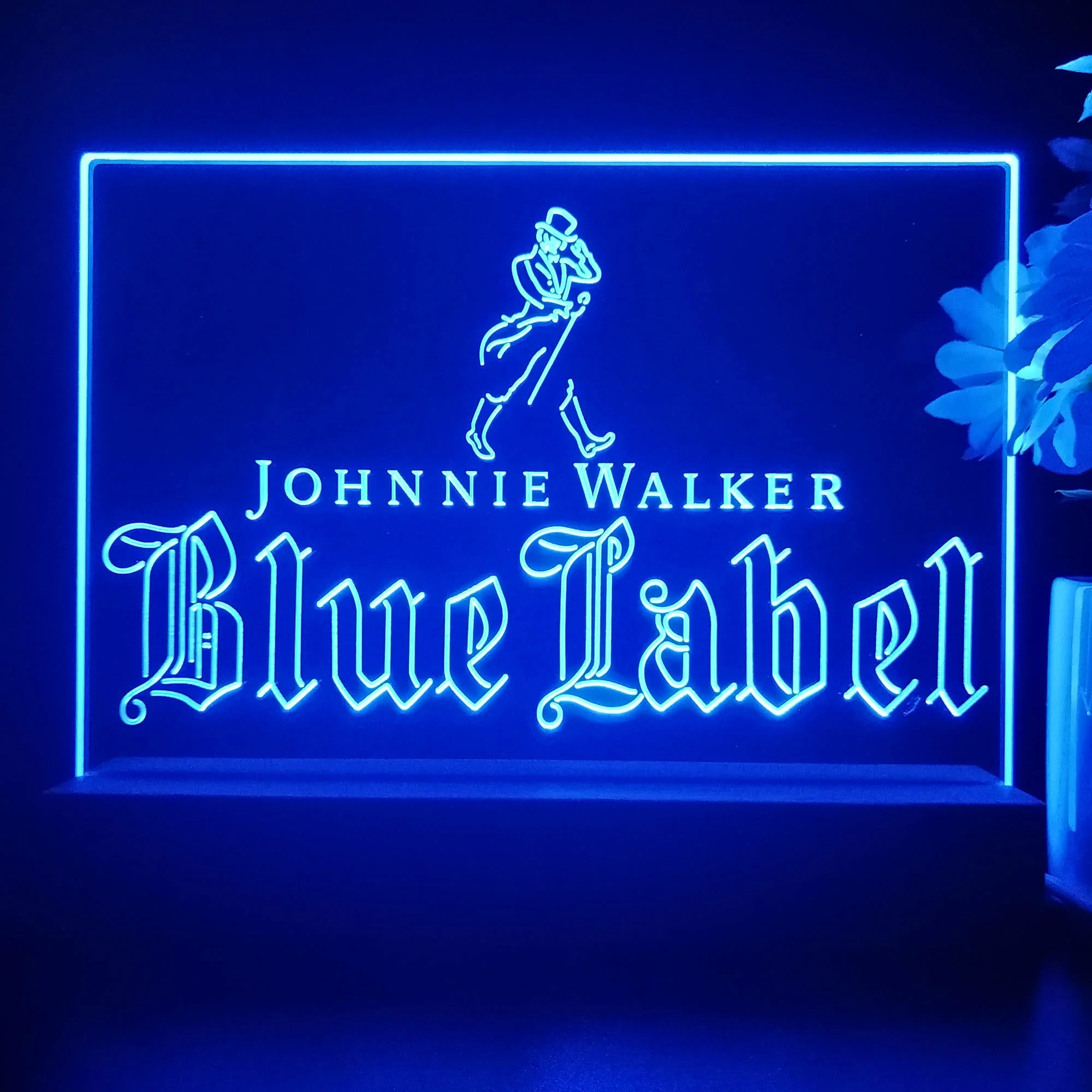 Johnnie Walker Blue Label Whiskey Neon Sign Pub Bar Lamp - Image 3