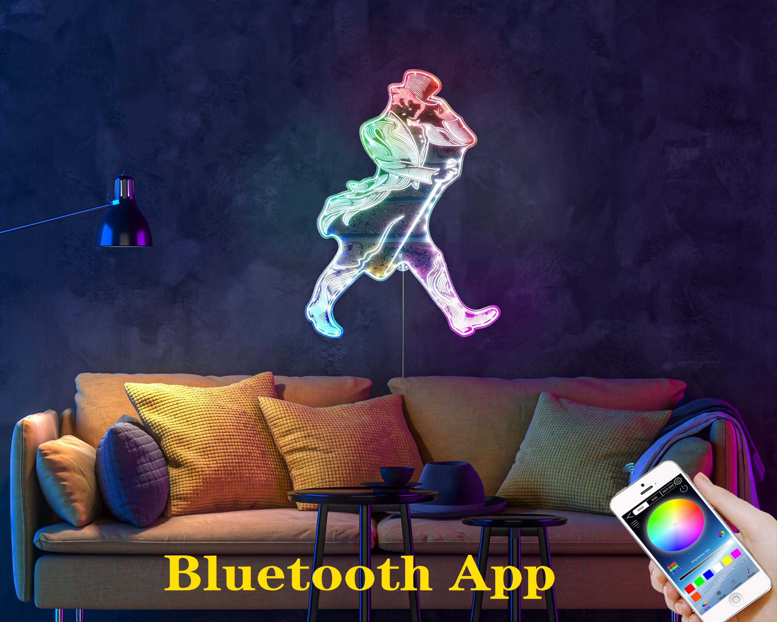 Johnnie Walker Neon LED Sign with Dynamic RGB Colors - Image 8