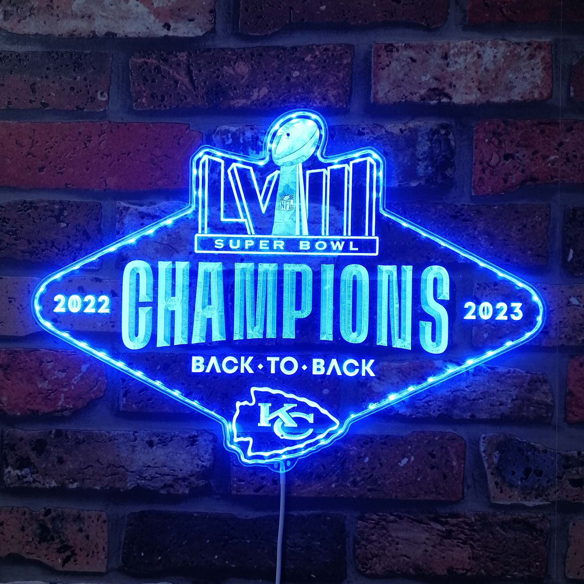 Kansas City Chiefs Back to Back Neon LED Sign with Dynamic RGB Colors - Image 4