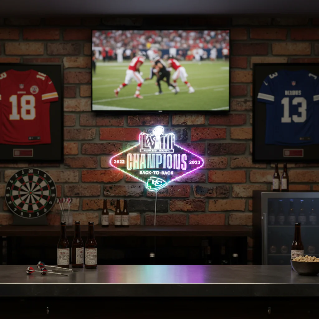 Kansas City Chiefs Back to Back Neon LED Sign with Dynamic RGB Colors - Image 8