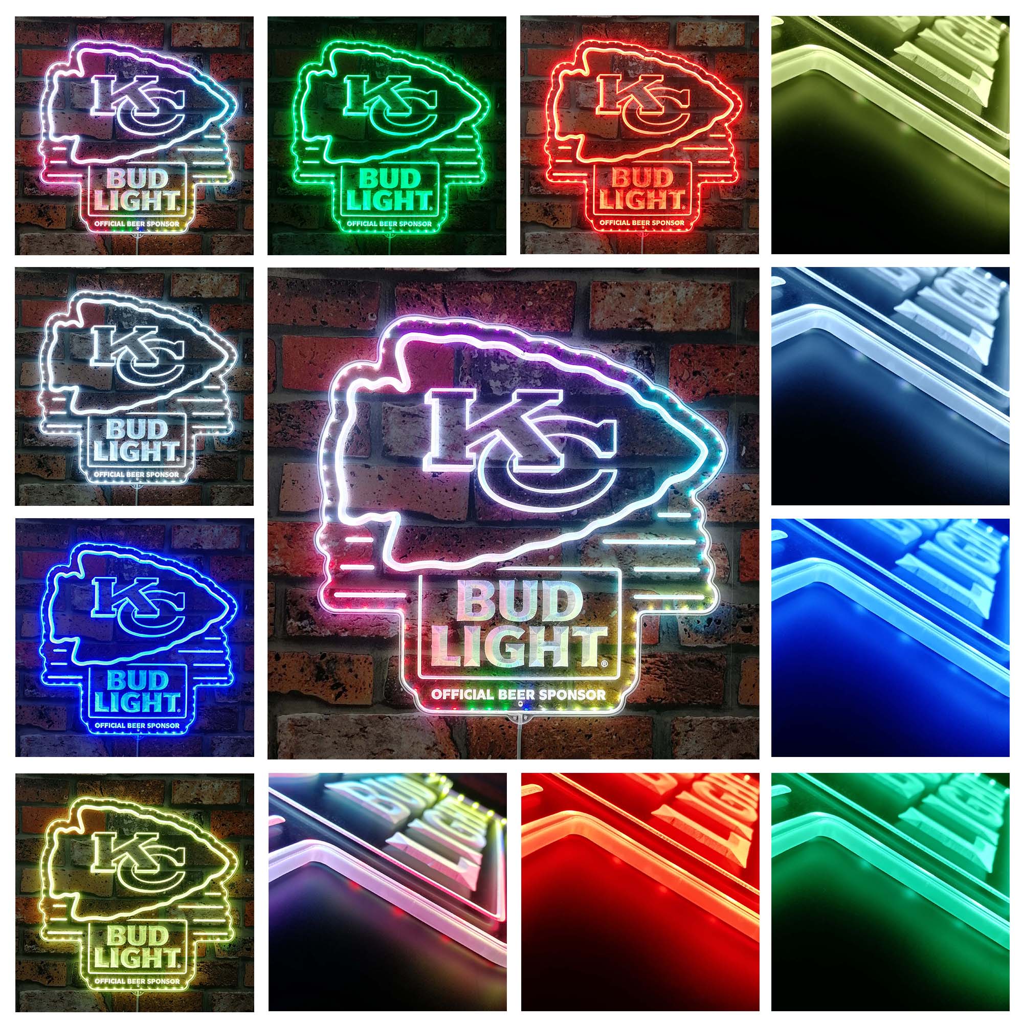 Kansas City Chiefs Bud Light Neon LED Sign with Dynamic RGB Colors - Image 2