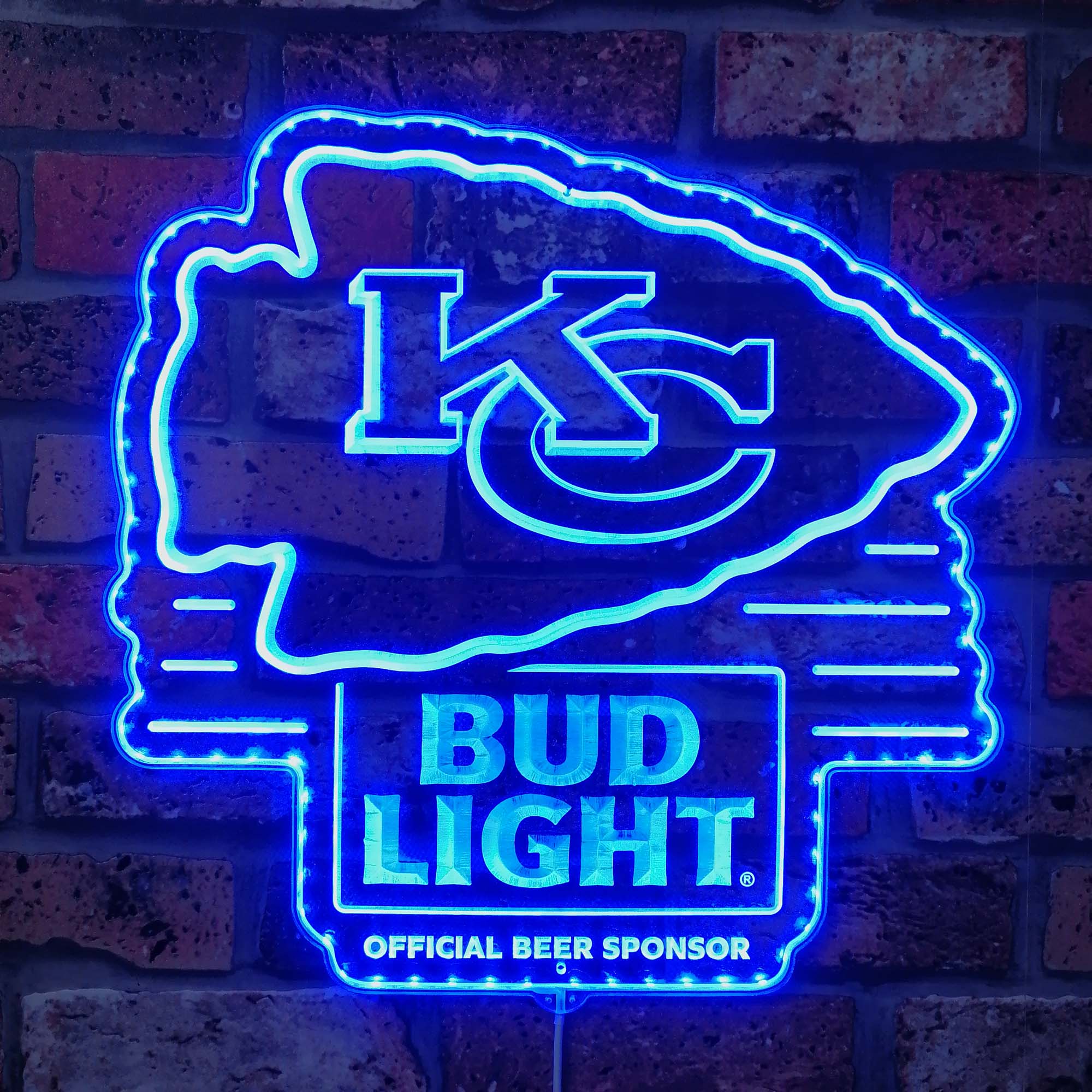 Kansas City Chiefs Bud Light Neon LED Sign with Dynamic RGB Colors - Image 4