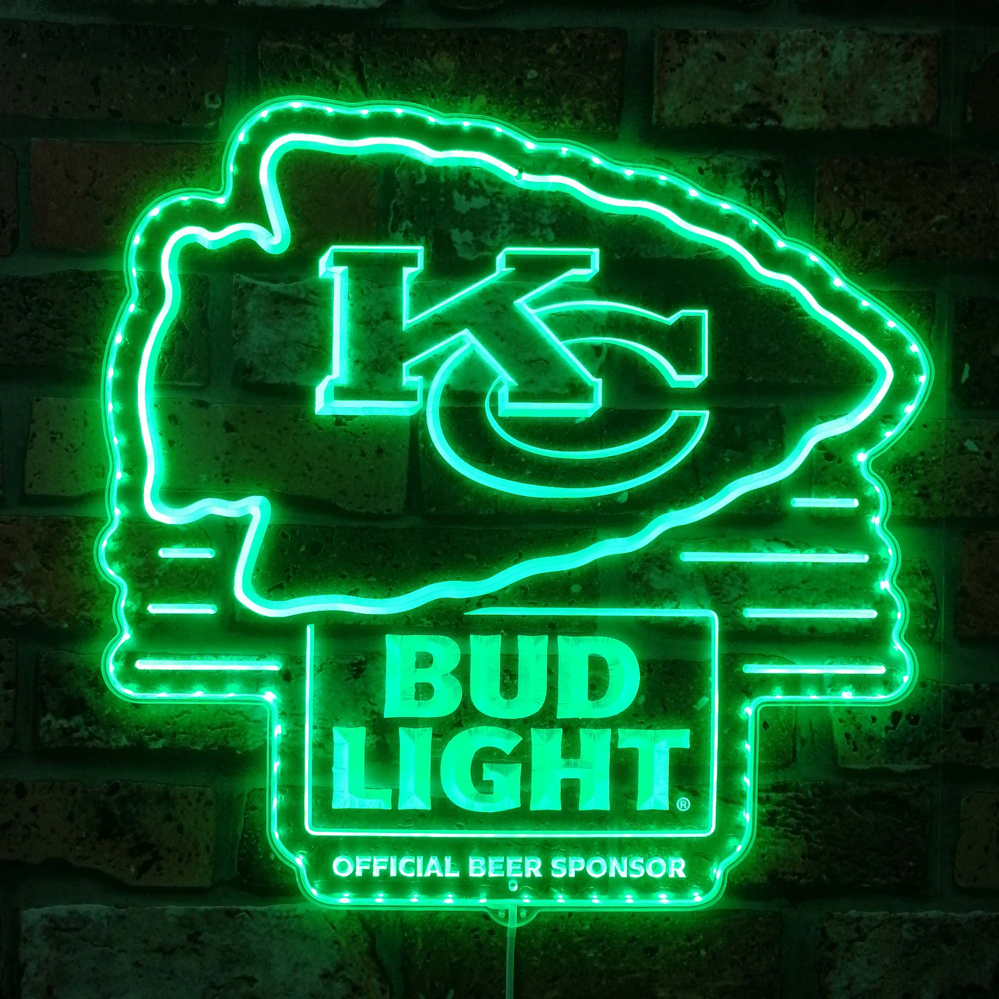 Kansas City Chiefs Bud Light Neon LED Sign with Dynamic RGB Colors - Image 6
