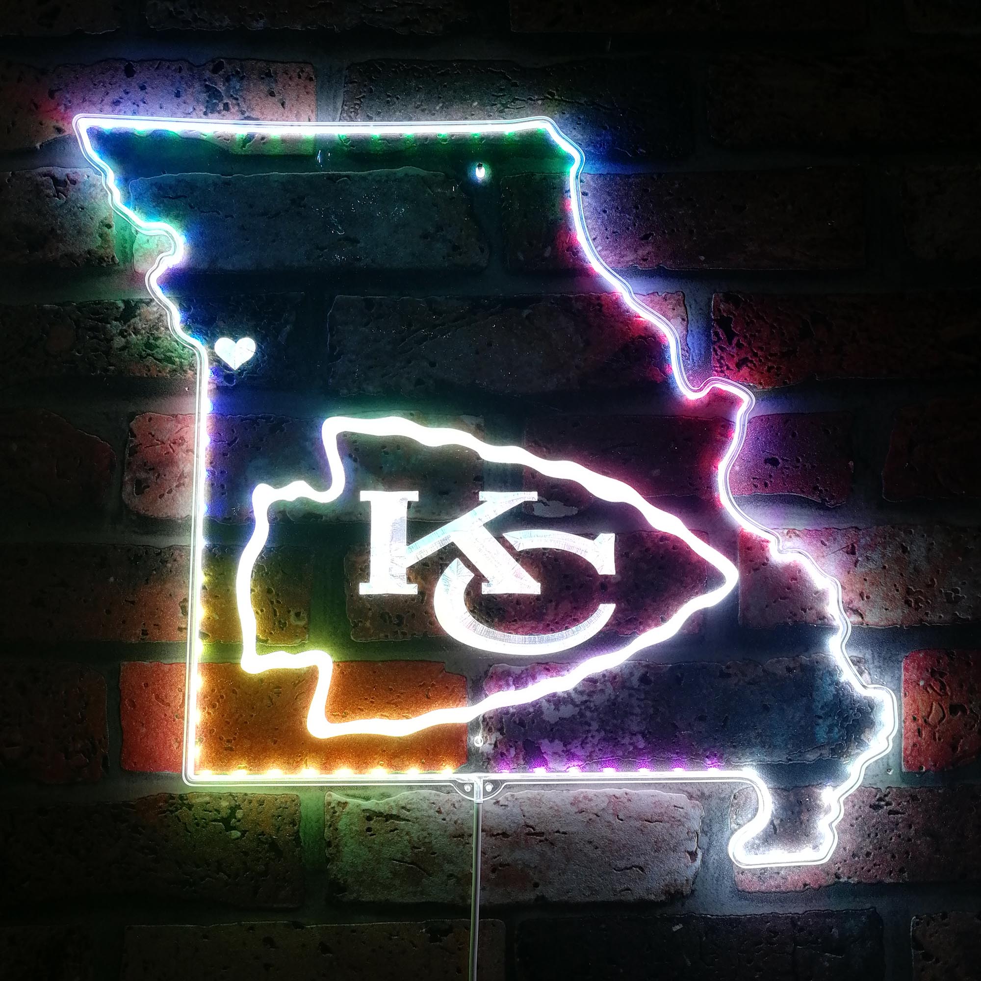 Kansas City Chiefs California State Map Neon LED Sign with Dynamic RGB Colors
