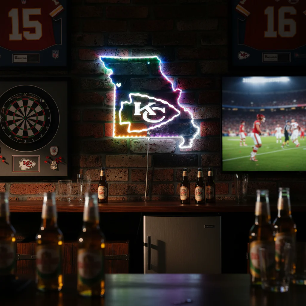 Kansas City Chiefs California State Map Neon LED Sign with Dynamic RGB Colors - Image 8