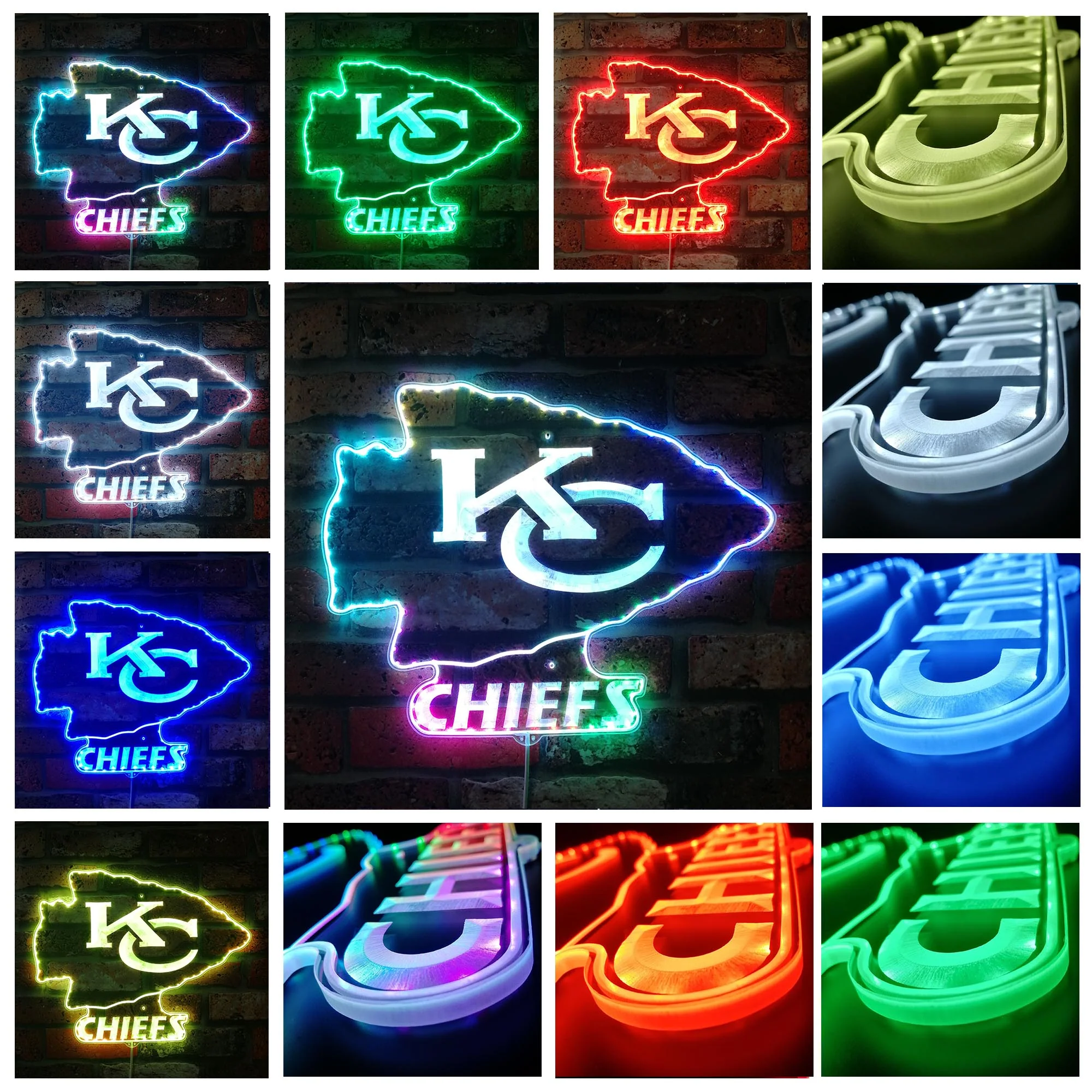 Kansas City Chiefs Neon LED Sign with Dynamic RGB Colors - Image 4