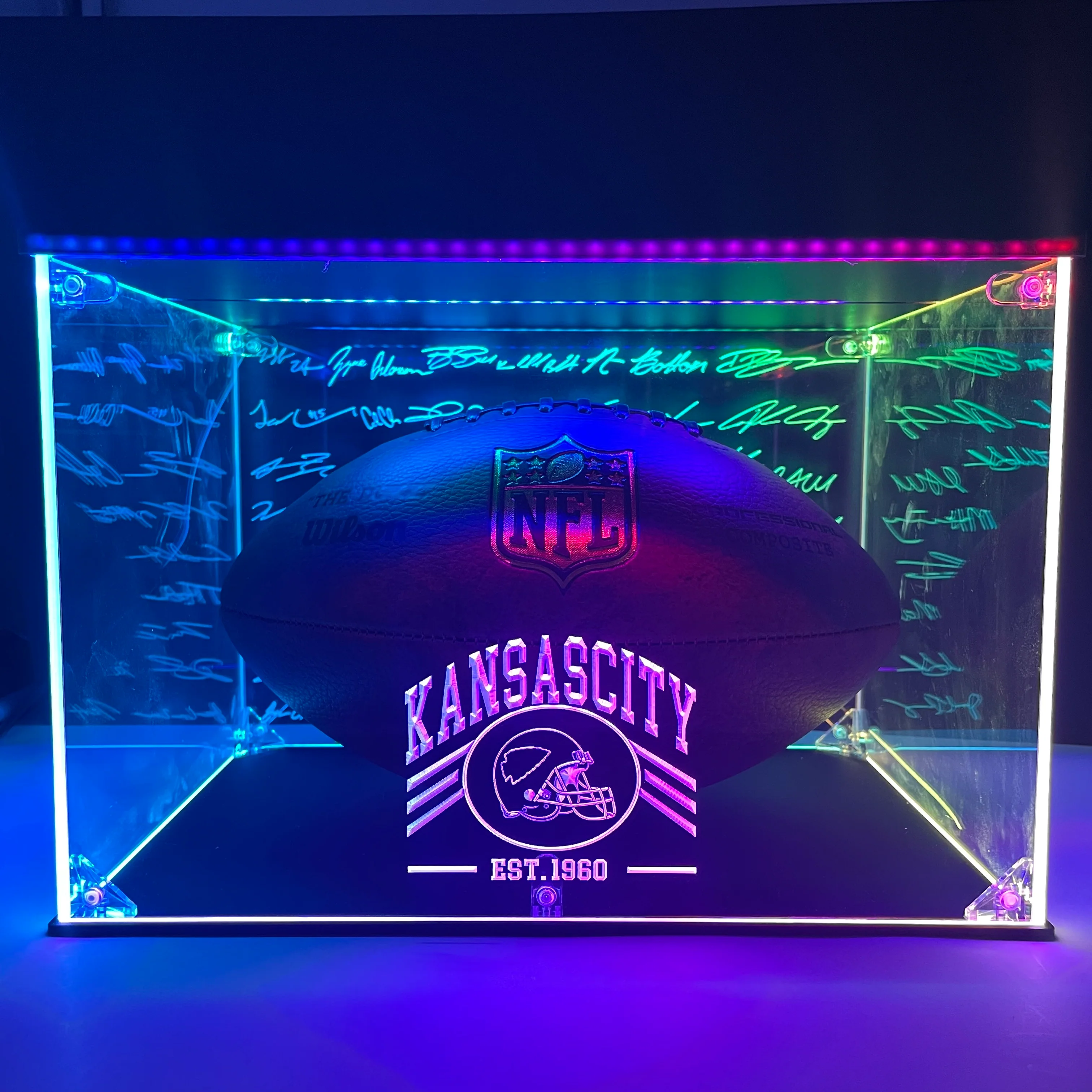 Football Display Case NFL Team Kansas City Chiefs Memorabilia, Gift for Him - Image 3