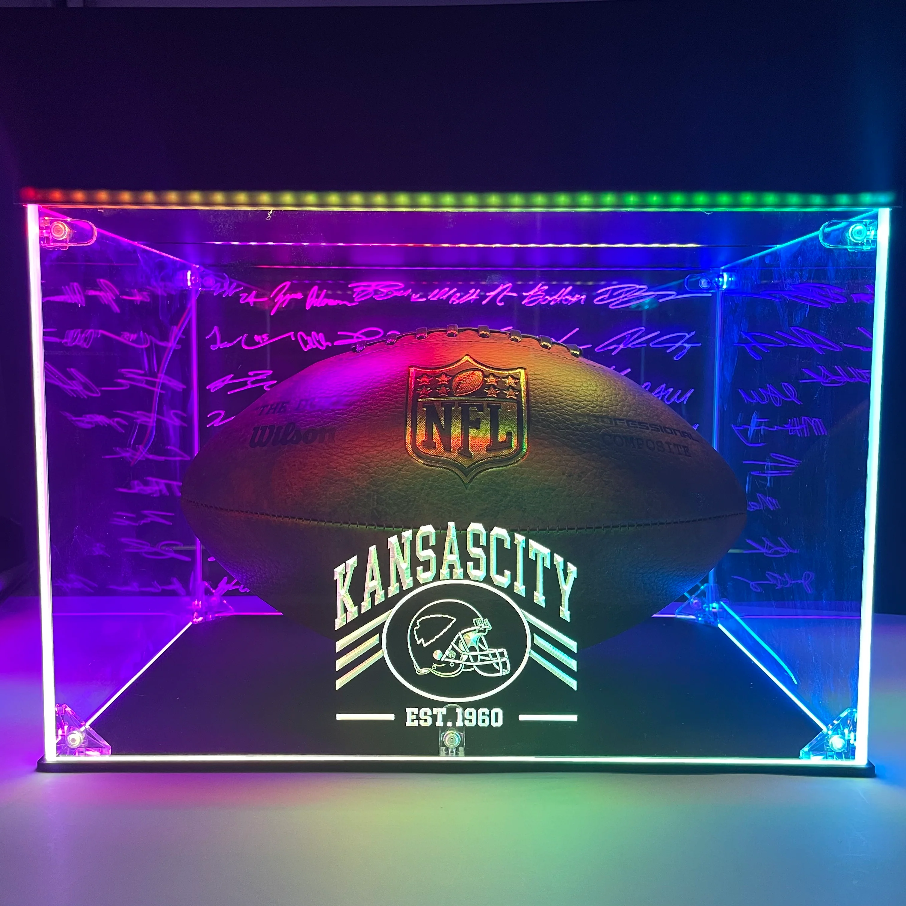 Football Display Case NFL Team Kansas City Chiefs Memorabilia, Gift for Him - Image 4