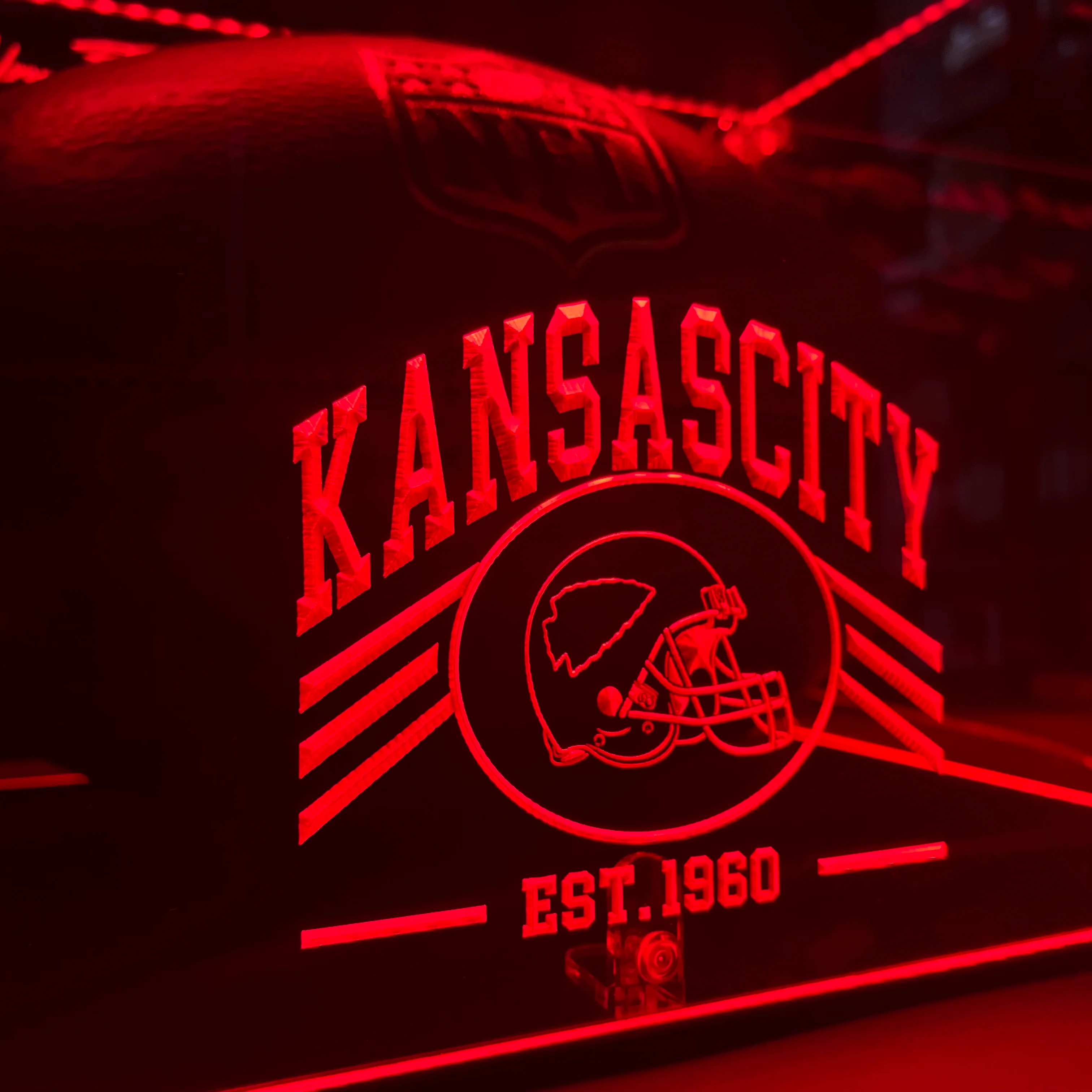 Football Display Case NFL Team Kansas City Chiefs Memorabilia, Gift for Him - Image 5