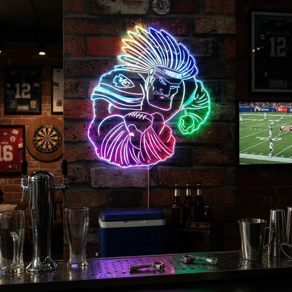 Kansas City Chiefs NFL Neon LED Sign with Dynamic RGB Colors - Image 8