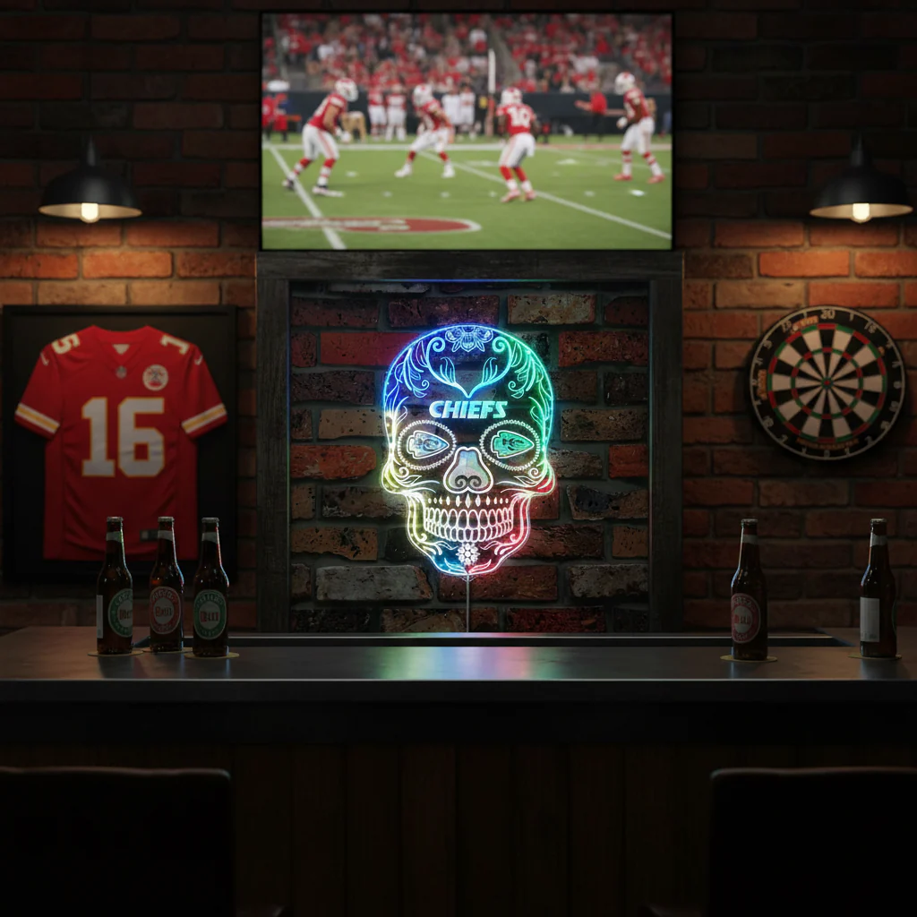 Kansas City chiefs Sugar Skull Neon LED Sign with Dynamic RGB Colors - Image 2