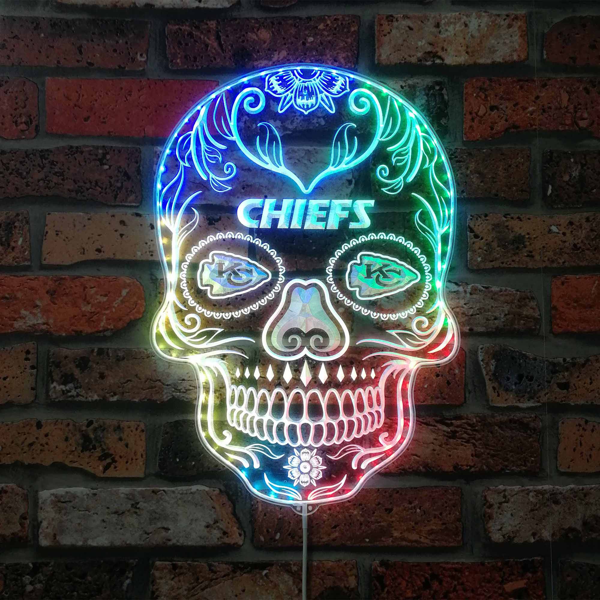 Kansas City chiefs Sugar Skull Neon LED Sign with Dynamic RGB Colors - Image 4