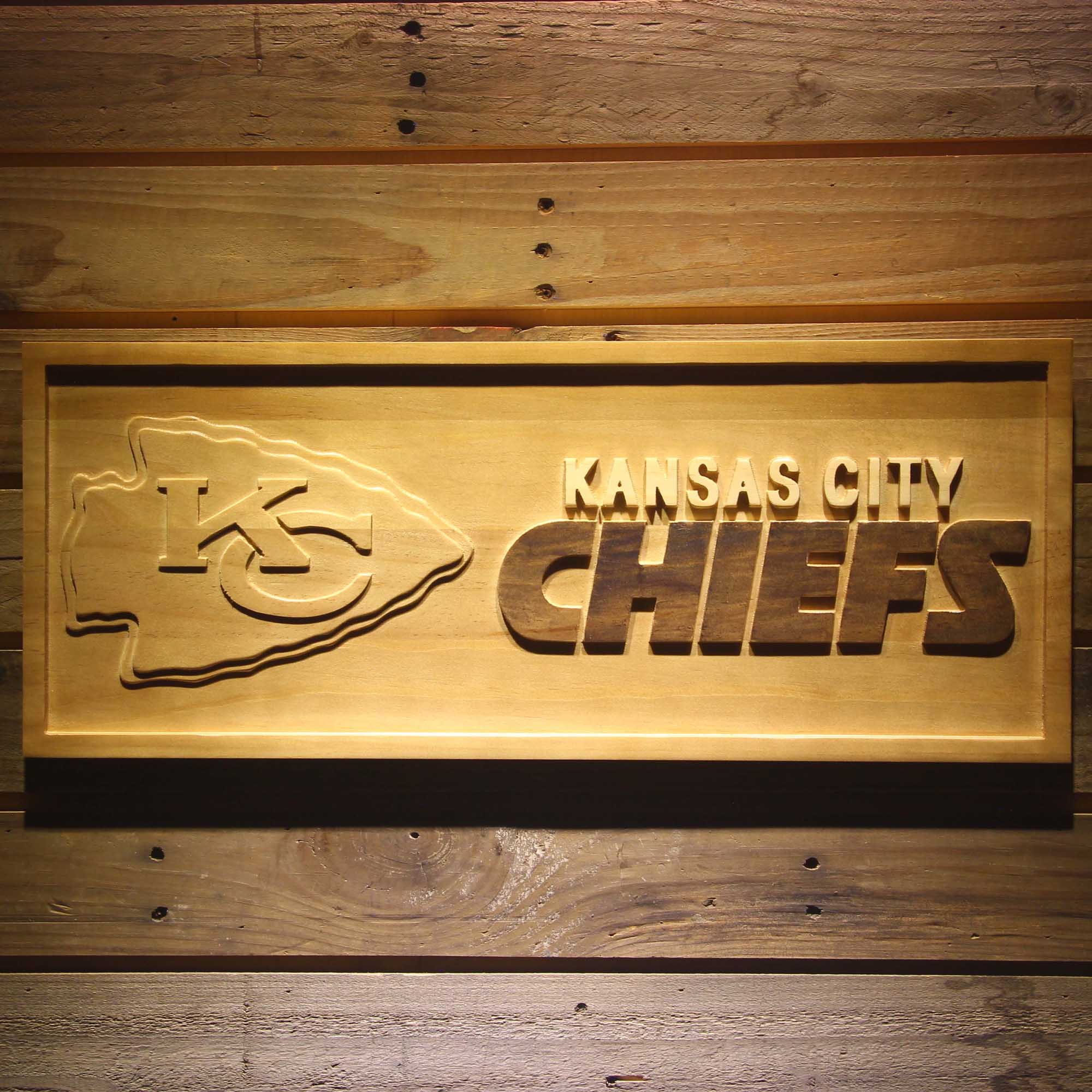 Kansas City Chiefs 3D Solid Wooden Craving Sign