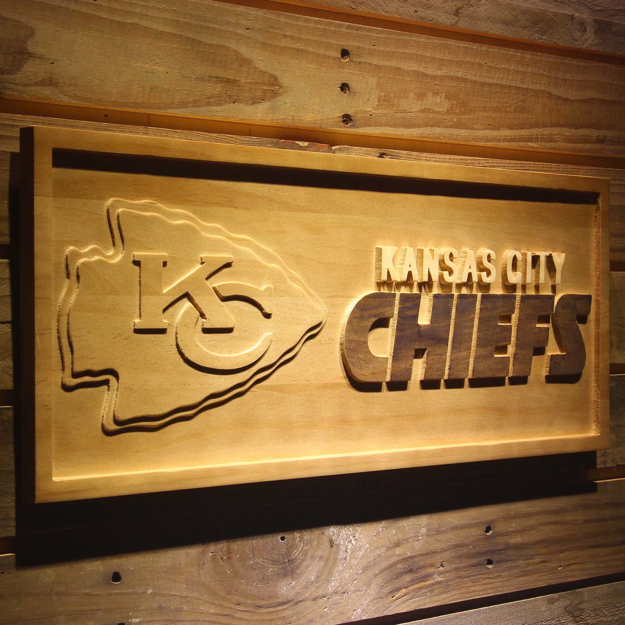 Kansas City Chiefs 3D Solid Wooden Craving Sign - Image 2