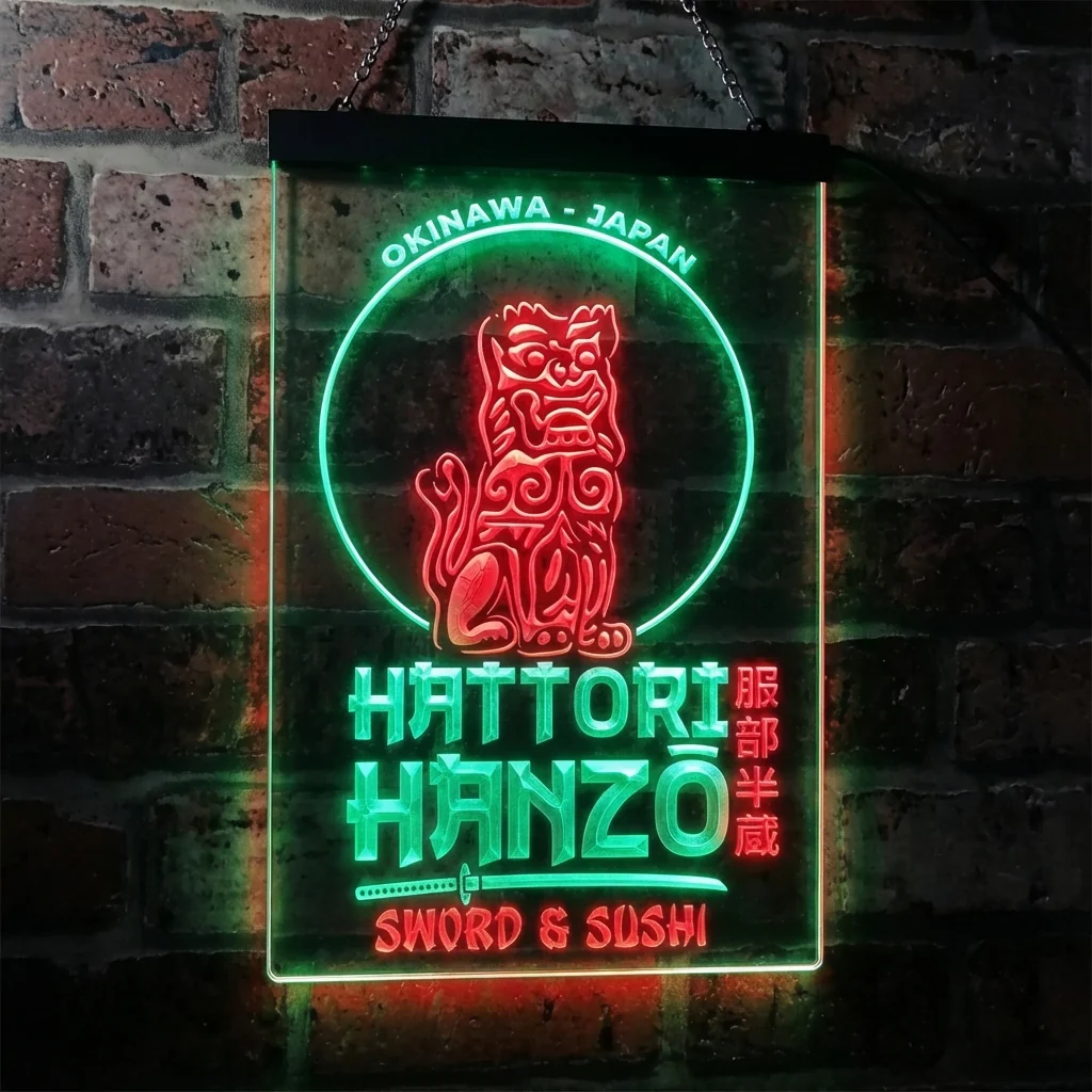 Kill Bill Hattori Hanzo Swords and Sushi Neon LED Sign - Image 2