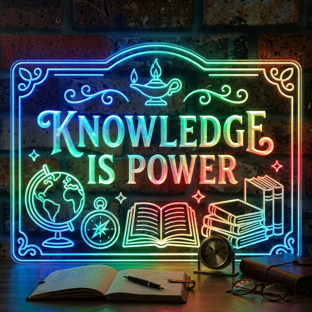 Knowledge Is Power Kids Book Room Neon LED Sign with Dynamic RGB Colors - Image 4