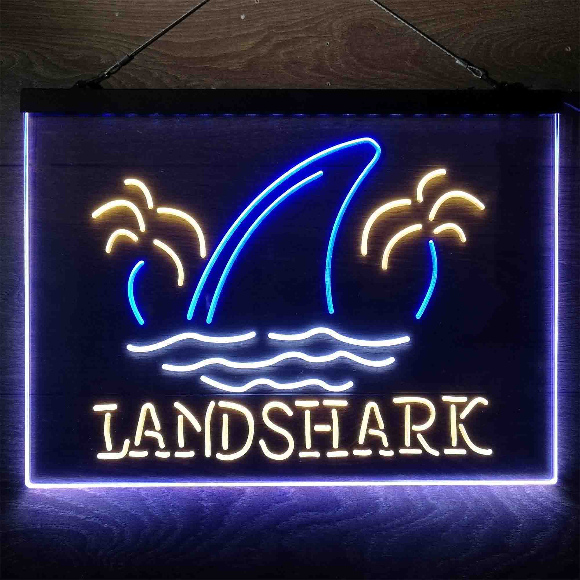 Landshark Palm Tree Island Neon 3-Color LED Sign