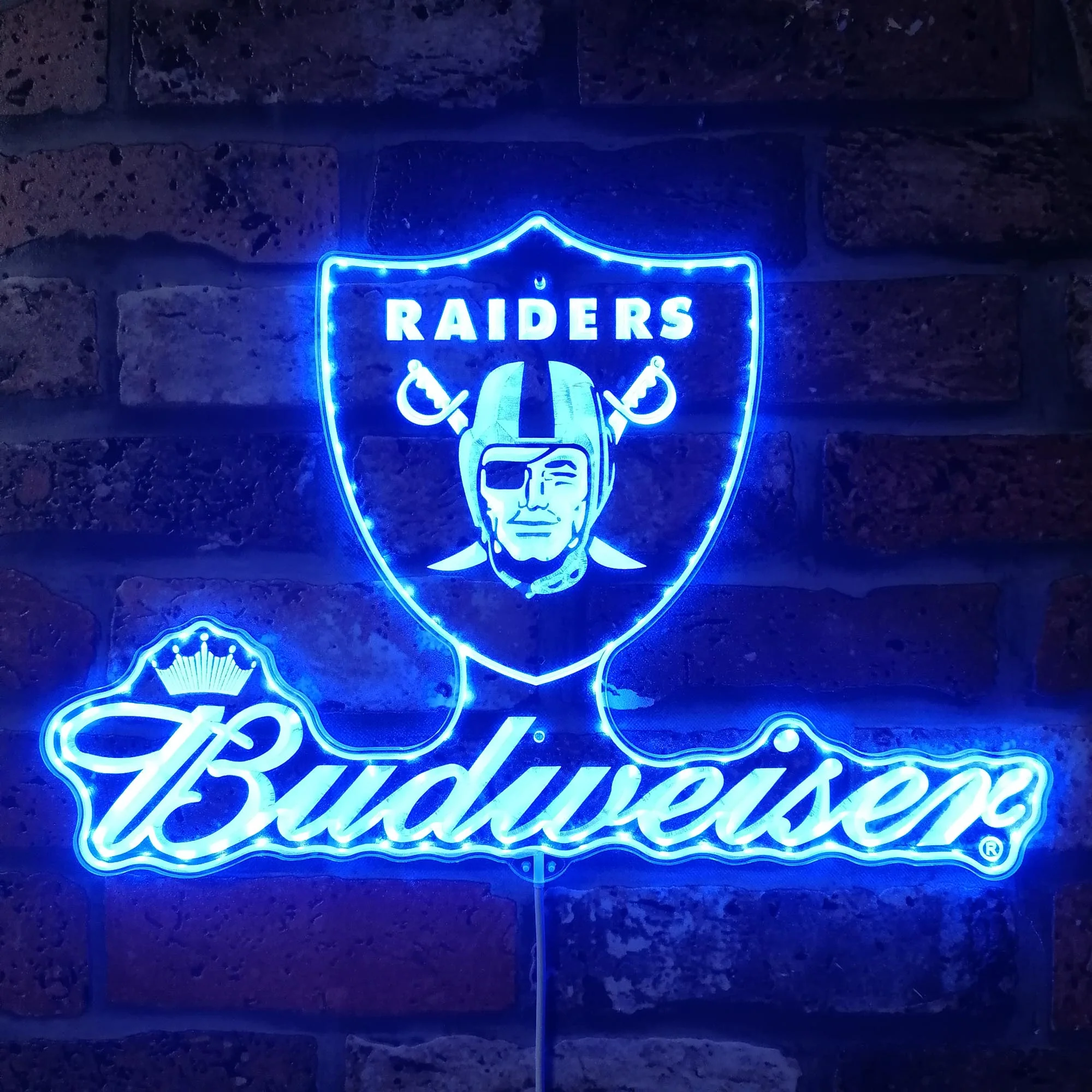 Las Vegas Raiders Budweiser Neon LED Sign with Dynamic RGB Colors - Image 4