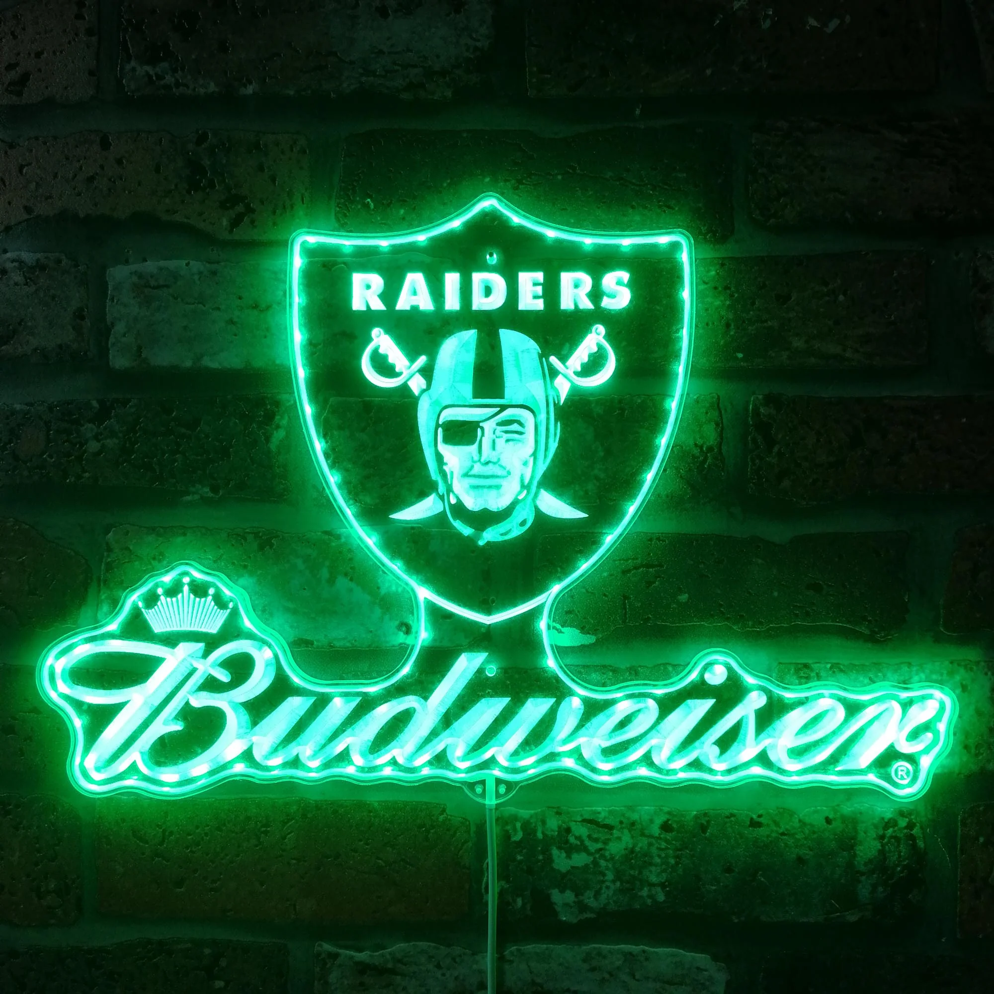 Las Vegas Raiders Budweiser Neon LED Sign with Dynamic RGB Colors - Image 6