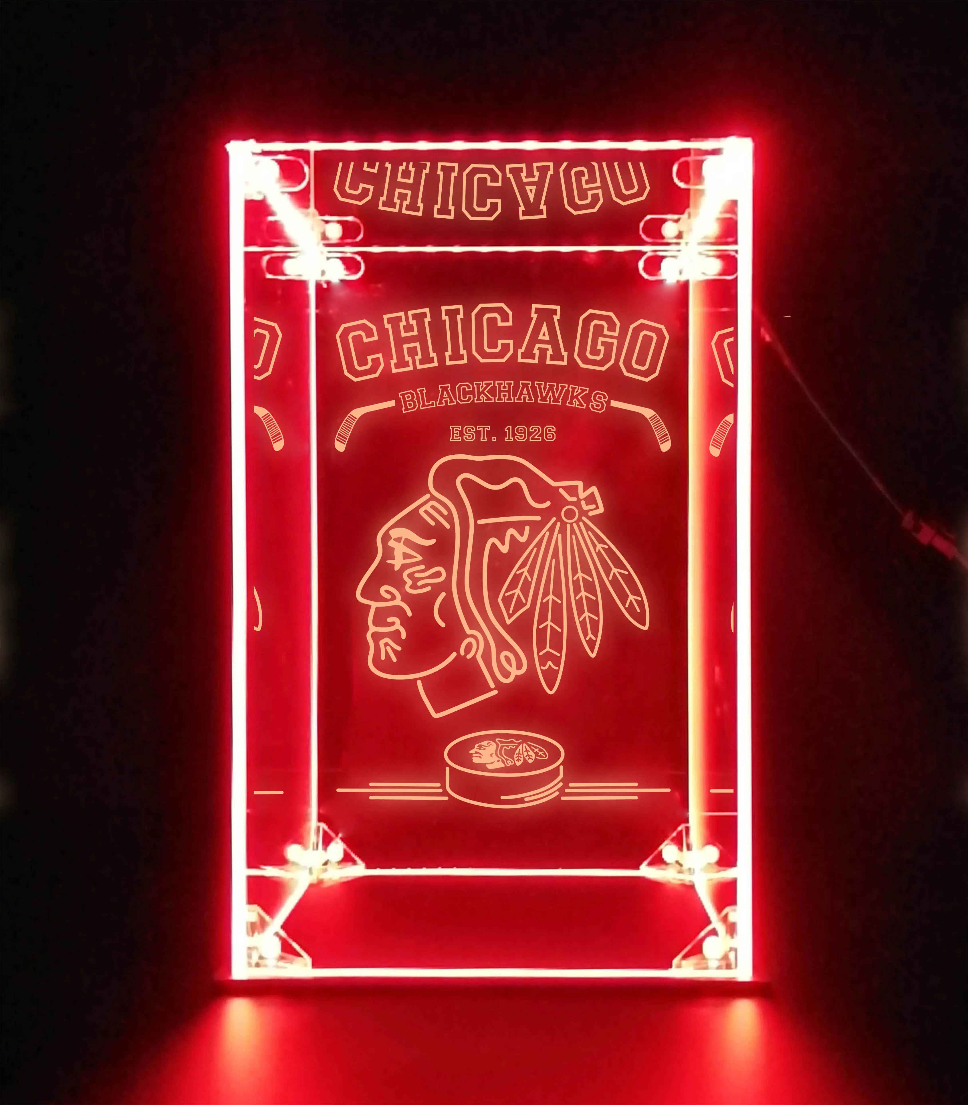LED Display Case For Chicago Blackhawks Sports Memorabilia - Image 3