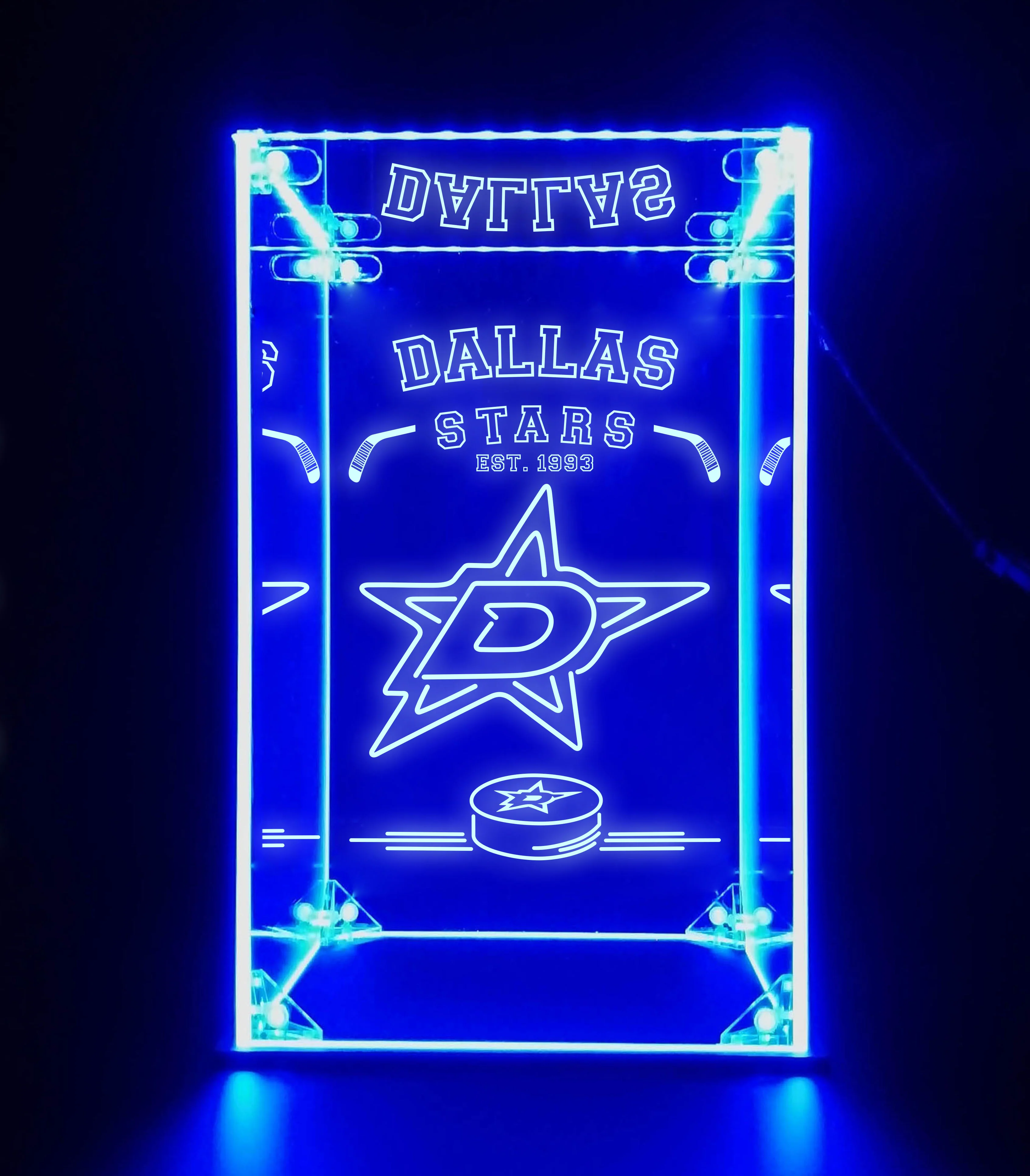 LED Display Case For Dallas Stars Est 1993 Sports Memorabilia