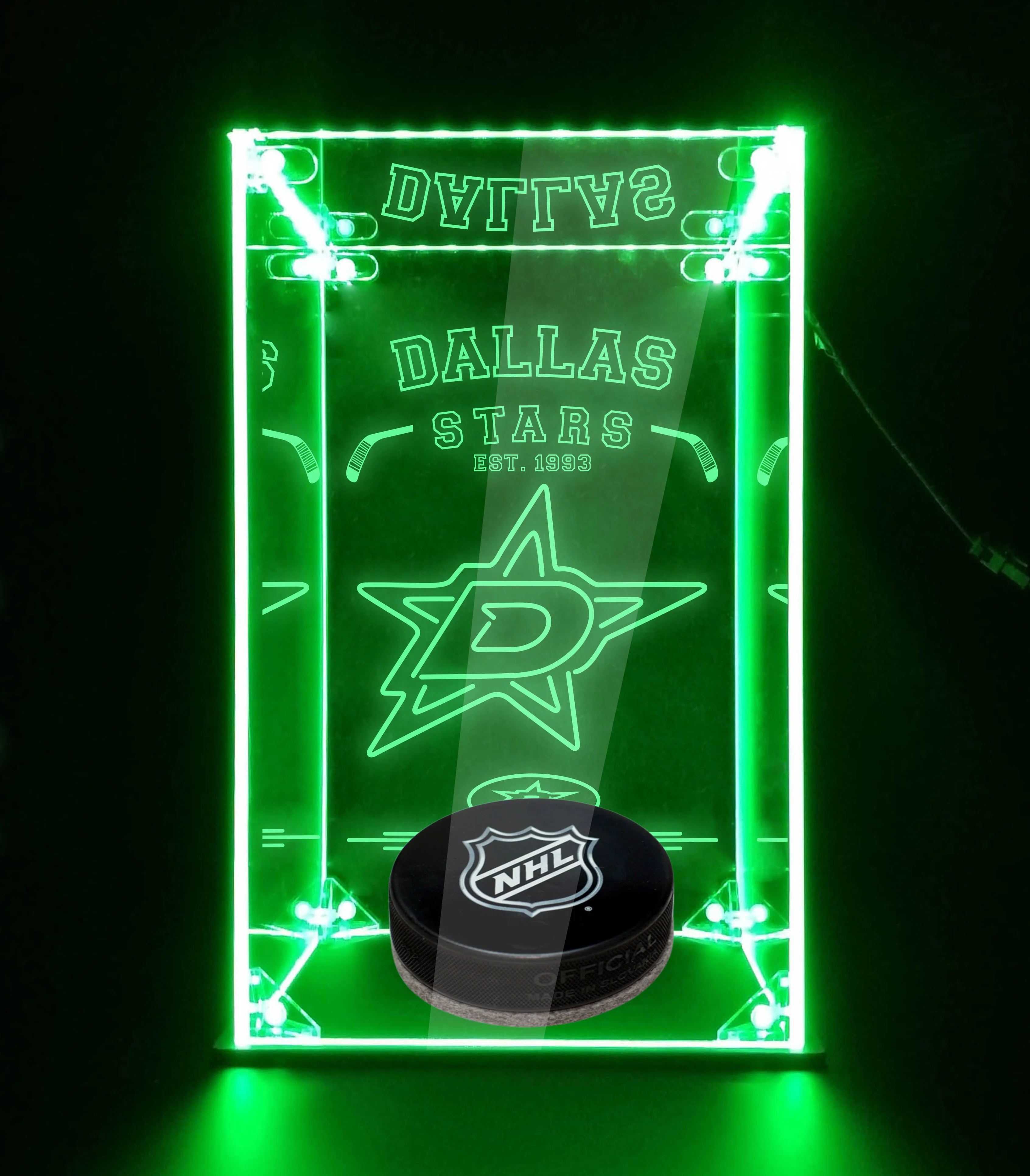 LED Display Case For Dallas Stars Est 1993 Sports Memorabilia - Image 4