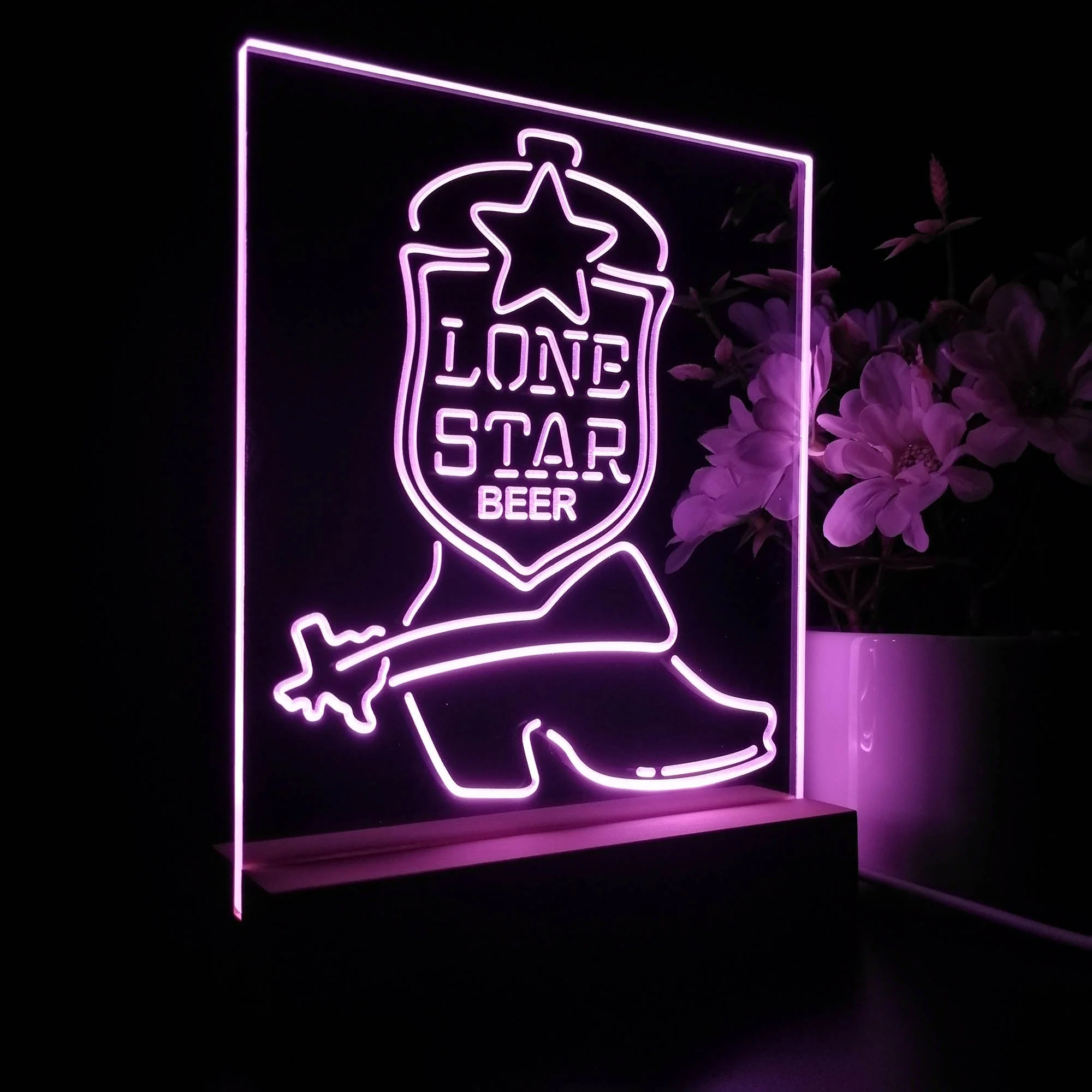 Lone Star Boot Beer Night Light Neon Pub Bar Lamp - Image 6