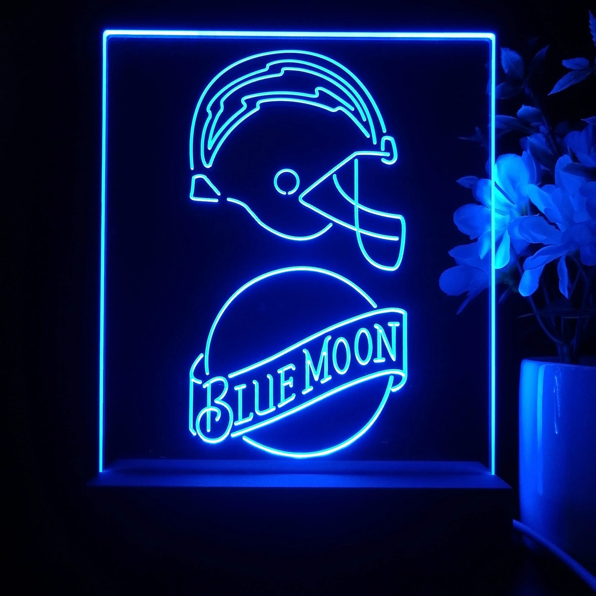 Los Angeles Chargers Blue Moon Neon Sign Pub Bar Lamp