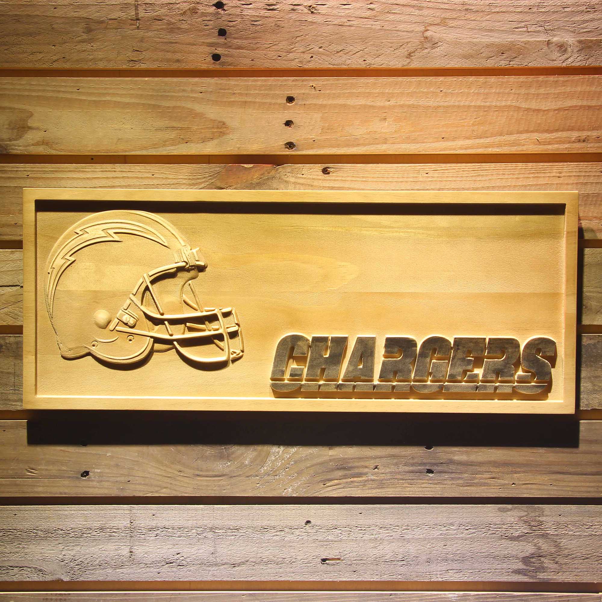 Los Angeles Chargers 3D Solid Wooden Craving Sign